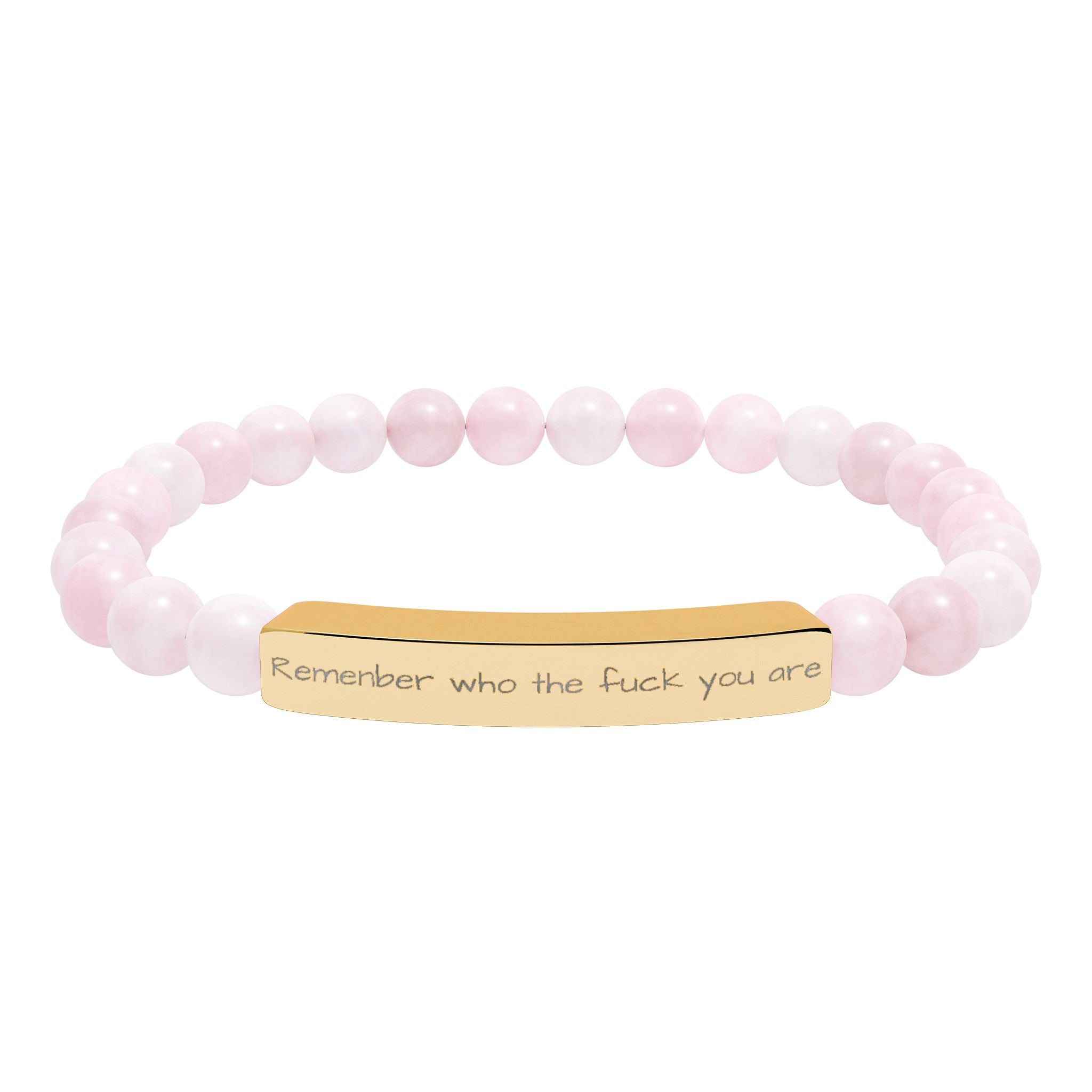 Remenber who you are Engraved Natural Stone Stretch Bracelet – Personalized Bar Bead Bracelet