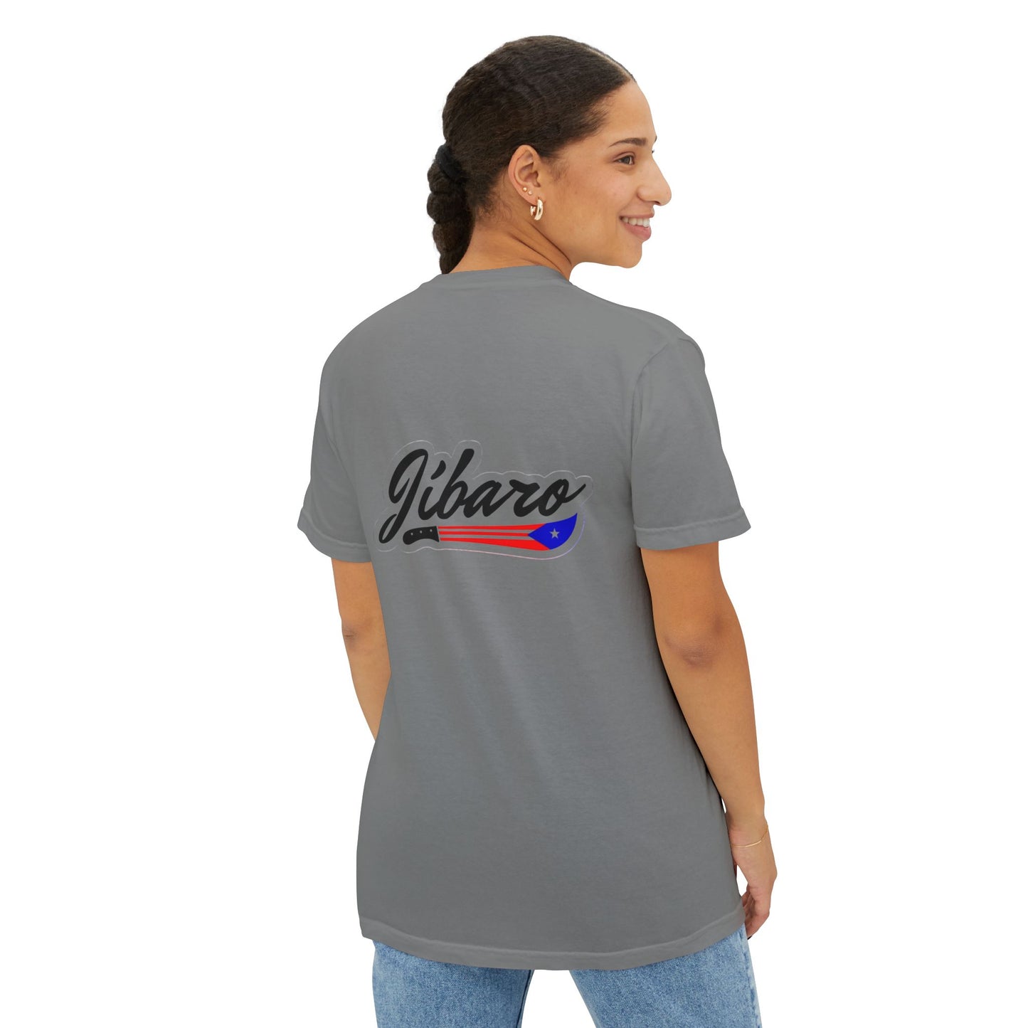 Jibaro Pocket TShirt Unisex Garment-Dyed Tee for Cultural Pride Puerto Rico Embroidered TShirt & Unisex Crewneck Sweatshirt