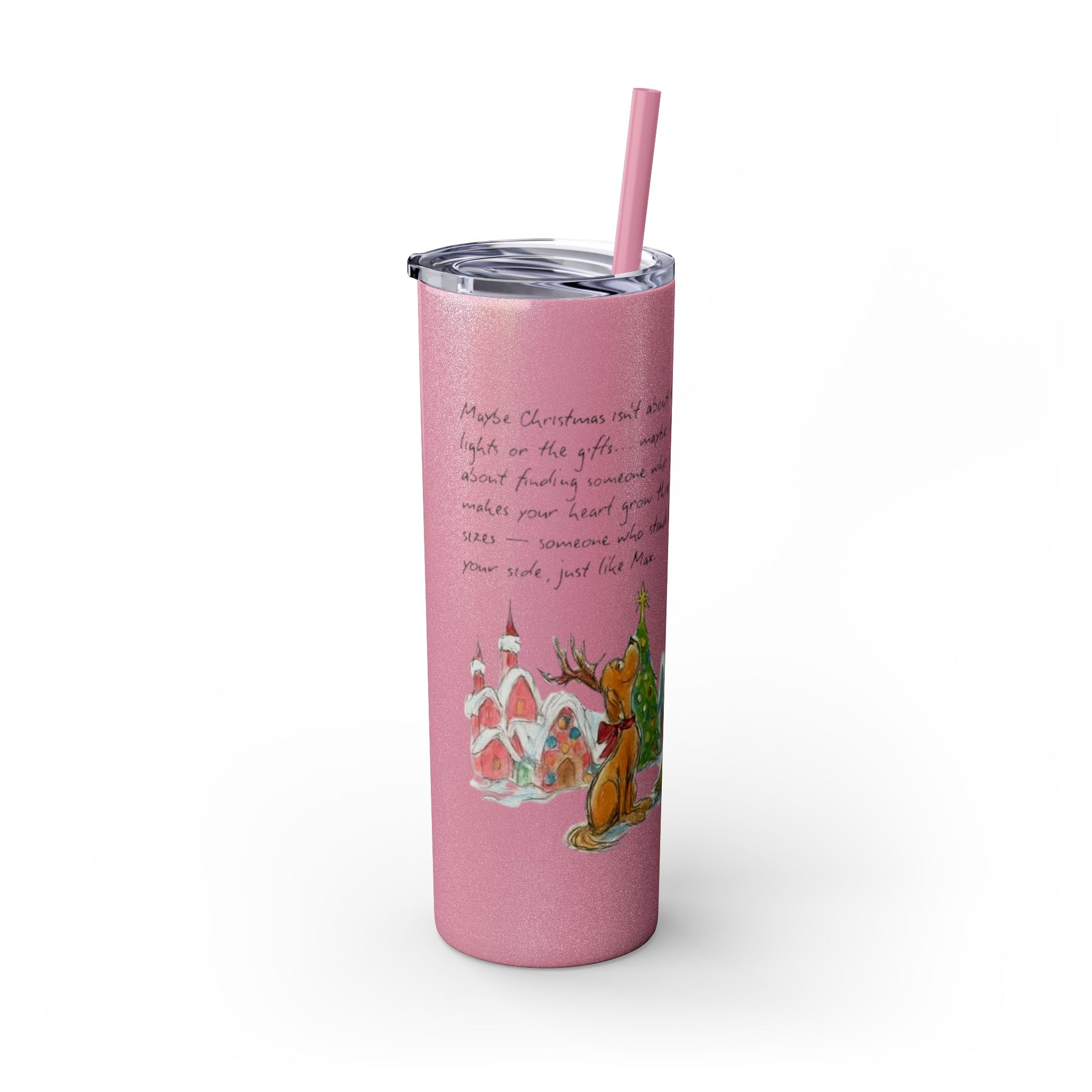Grinch Christmas Skinny Tumbler with Straw — Dr. Seuss Holiday Quote Design, 20oz Christmas Mugs Collection