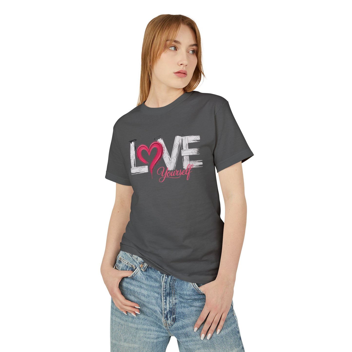 Love Yourself Graphic Tee  Heart Typography Self-Love Shirt