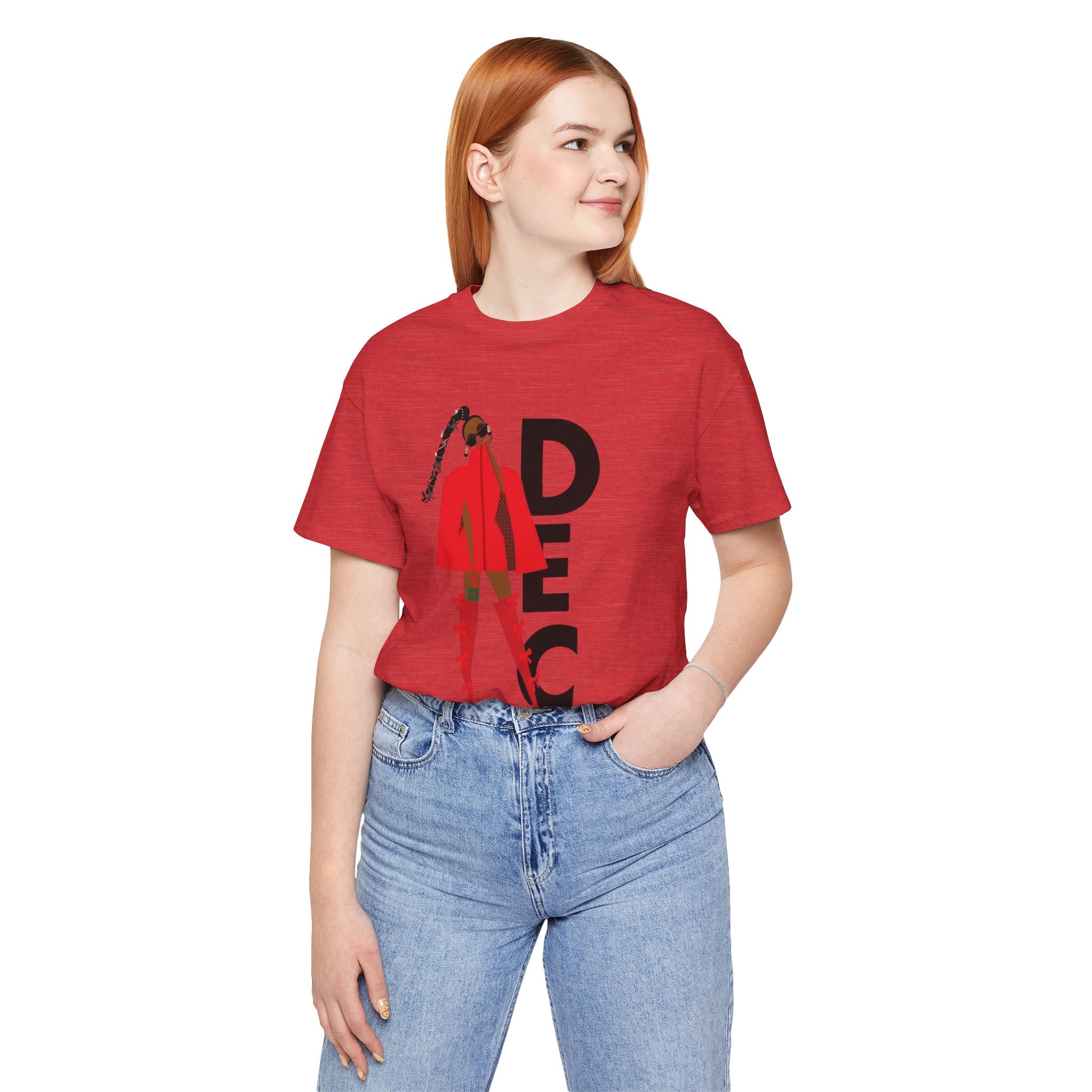 December Fashion Tee  Red Coat Model Graphic Shirt