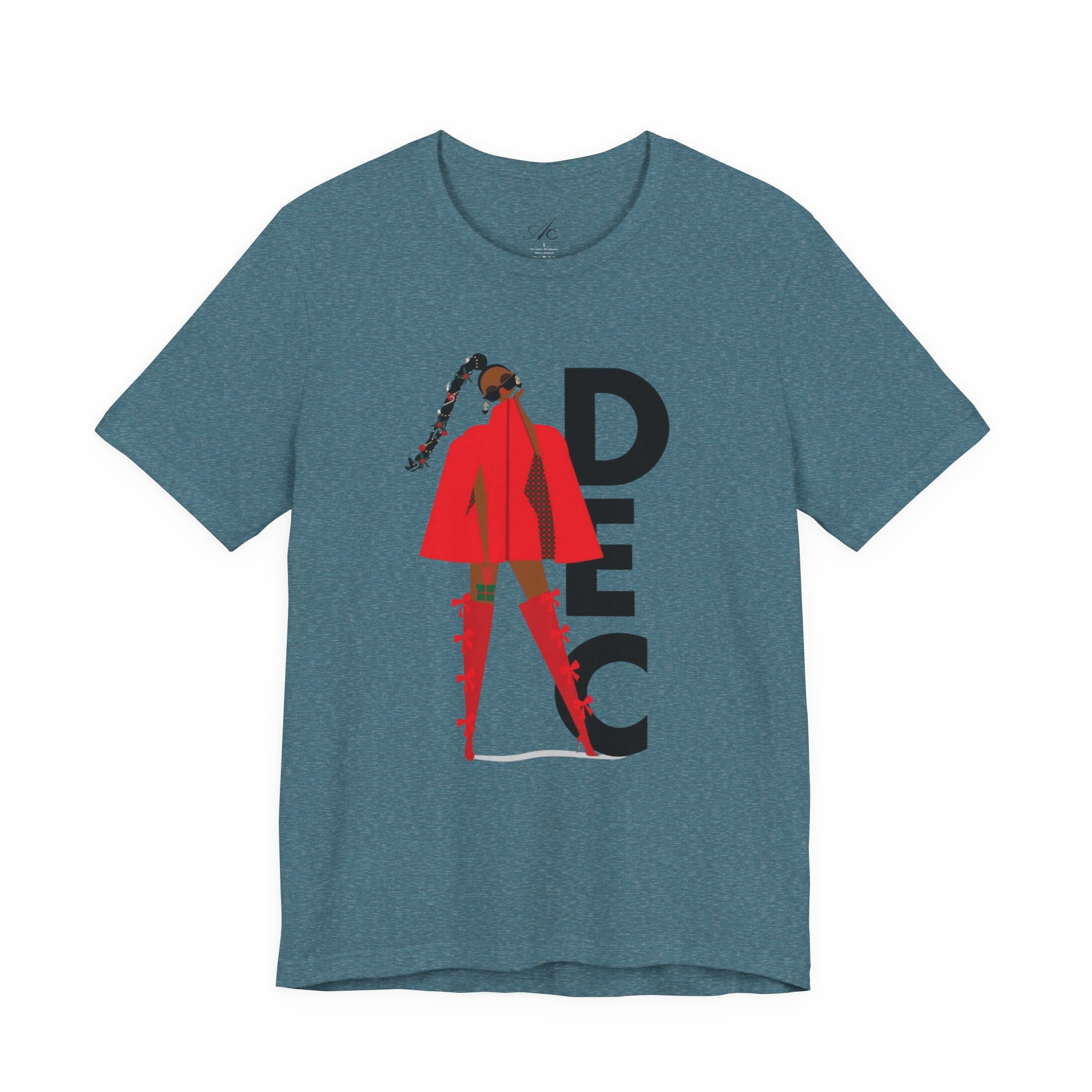 December Fashion Tee  Red Coat Model Graphic Shirt