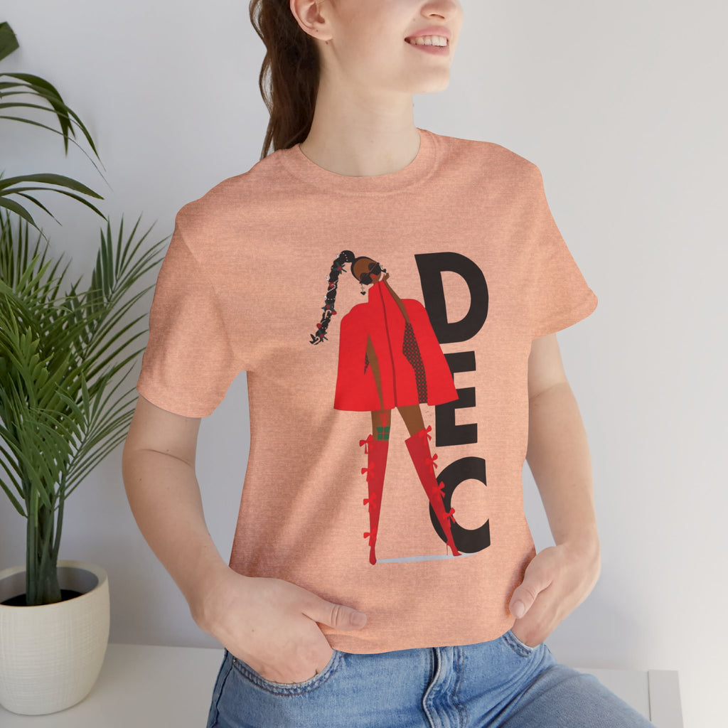 December Fashion Tee  Red Coat Model Graphic Shirt