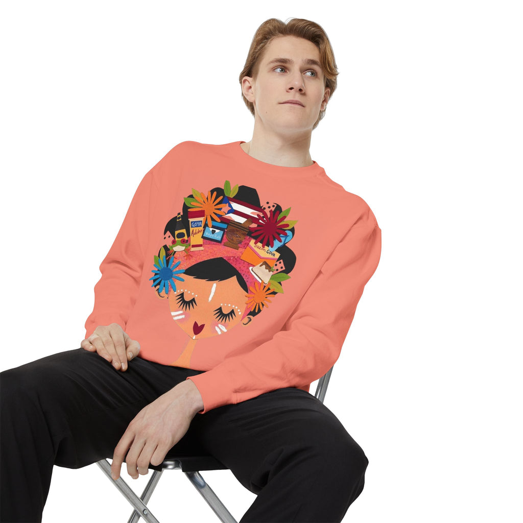 Floral Fiesta Sweatshirt — Colorful Tropical Woman Graphic Puerto Rico Navidades