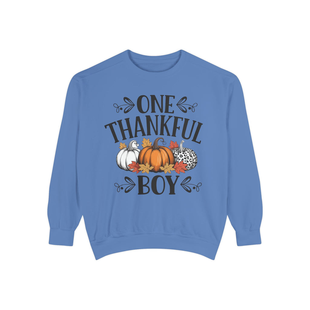 Thankful Boy Sweatshirt  Fall Pumpkin Thanksgiving Crewneck Fall T-Shirts and Sweatshirts Collection
