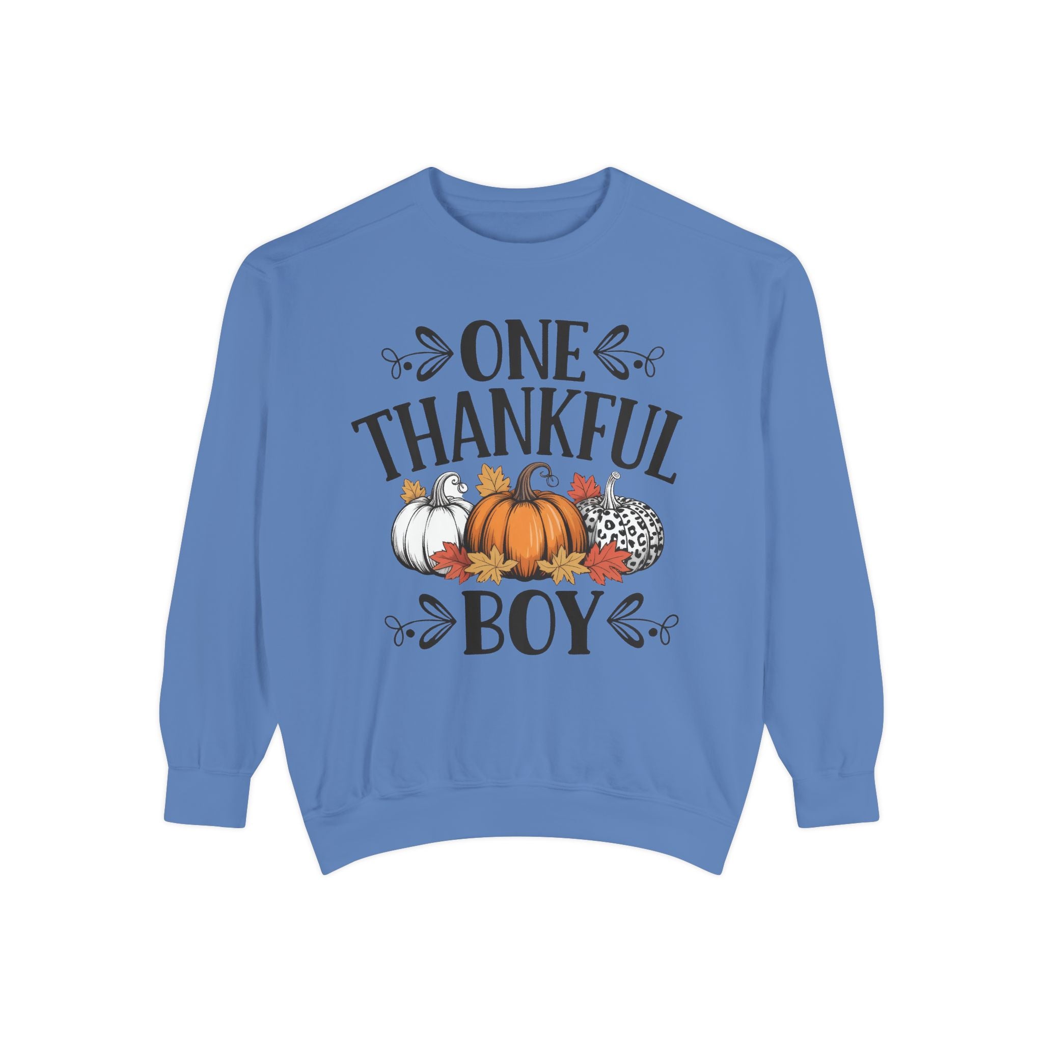 Thankful Boy Sweatshirt  Fall Pumpkin Thanksgiving Crewneck Fall T-Shirts and Sweatshirts Collection