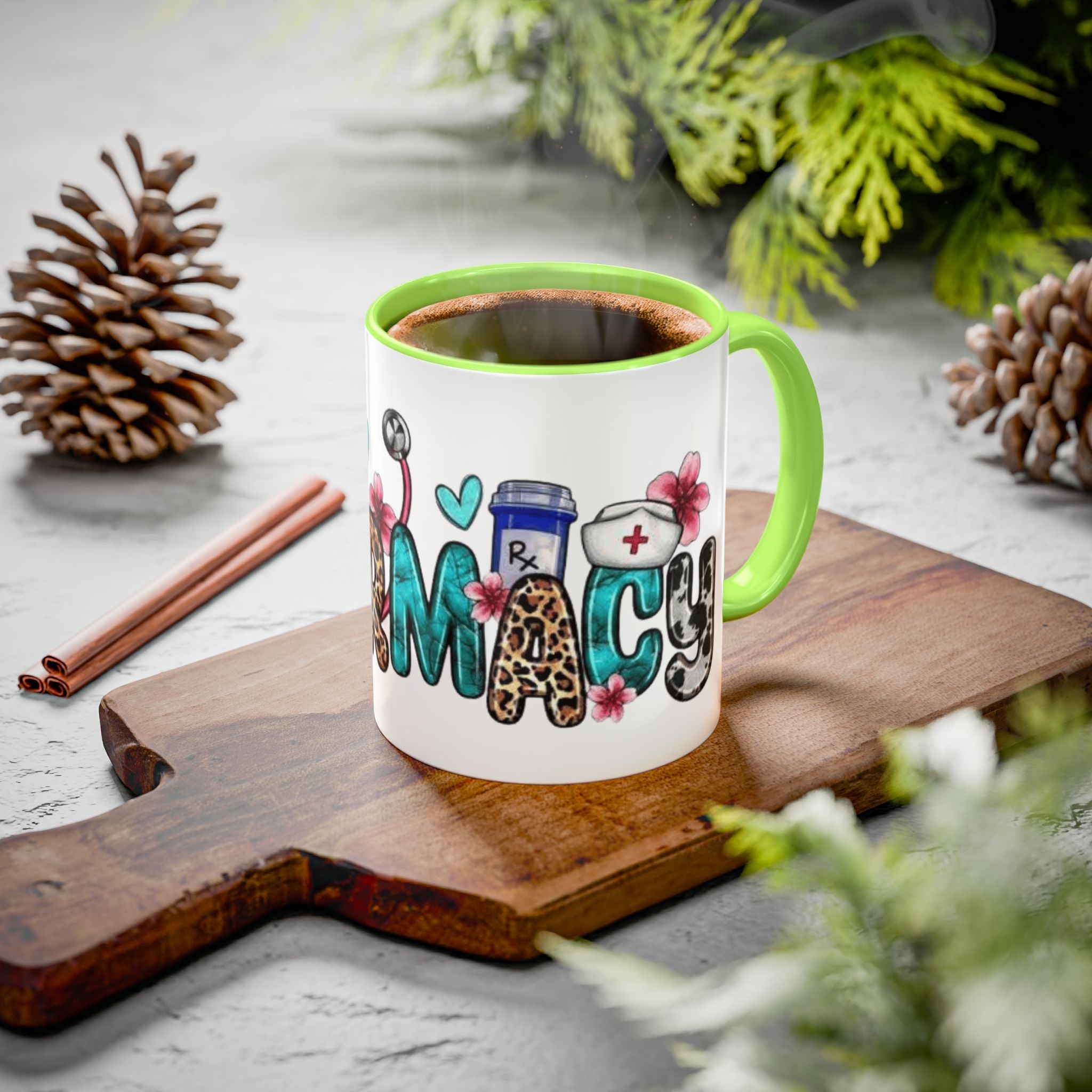 Pharmacy Nurse Coffee Mug — Cute Leopard & Teal Medical Design (11oz/15oz)Christmas mug for all healthcare heroes