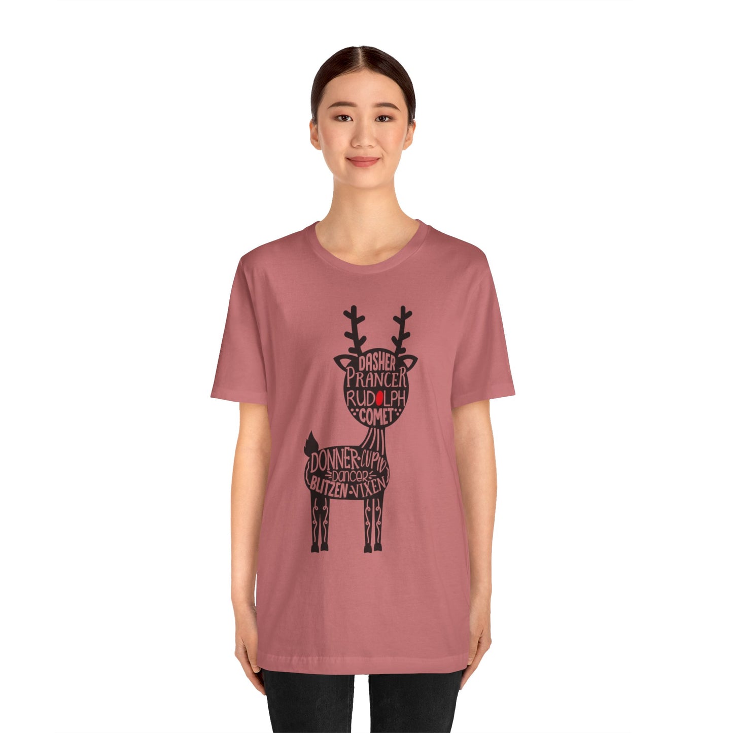 Christmas Reindeer Graphic Tee - Unisex Jersey Short Sleeve Shirt