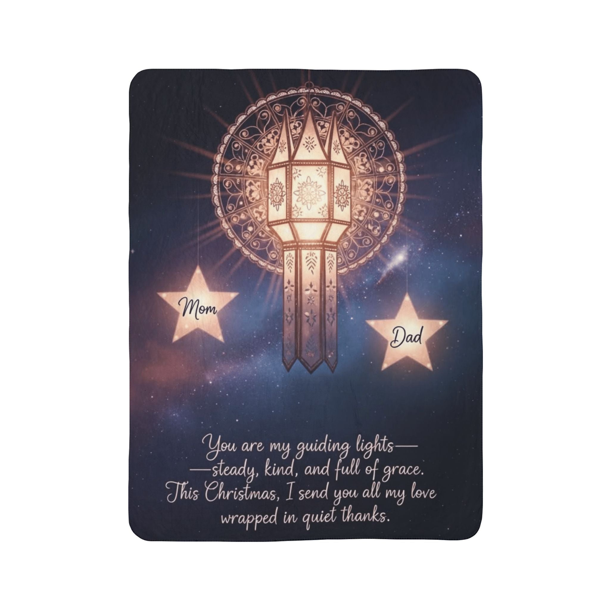 Memorial Christmas Blanket — "You are my guiding lights" Sherpa Throw (Mom & Dad) Holiday Christmas Blanket