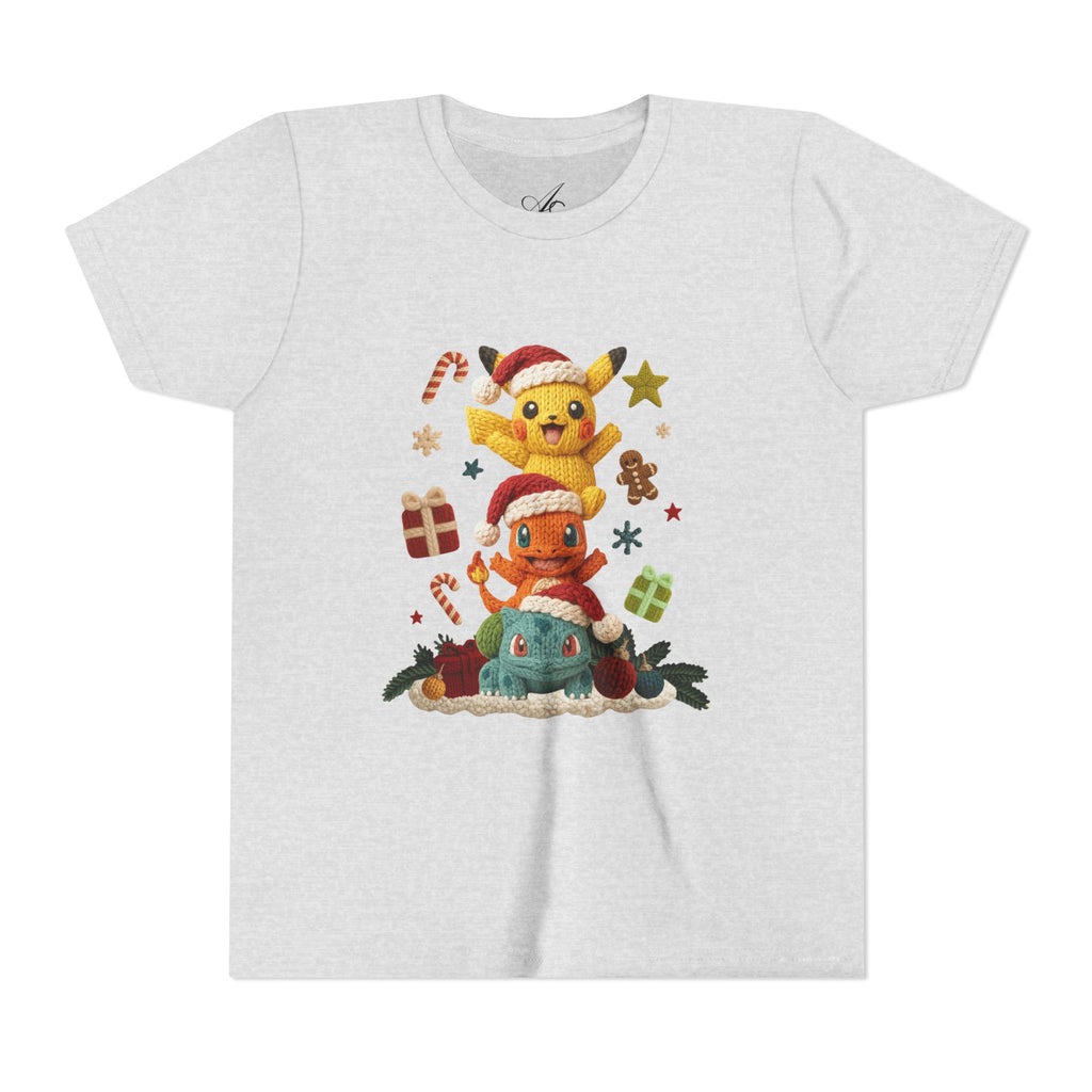 Kids Holiday Tee  Cute Stacked cartoon Characters Christmas Design