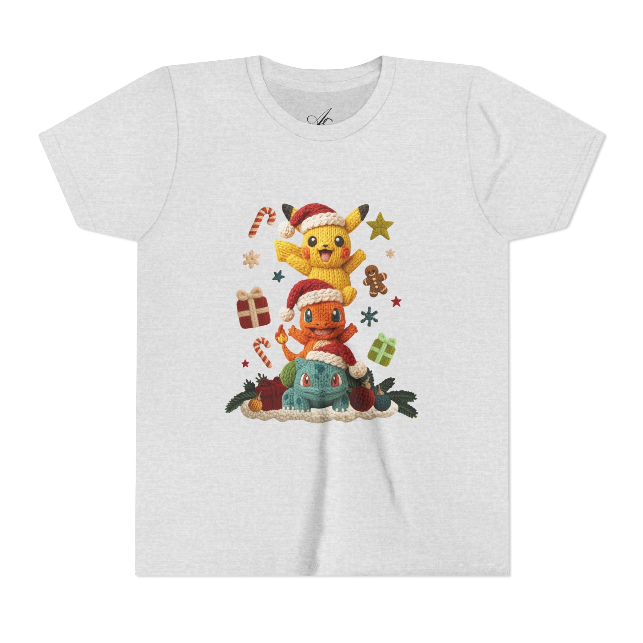 Kids Holiday Tee  Cute Stacked cartoon Characters Christmas Design