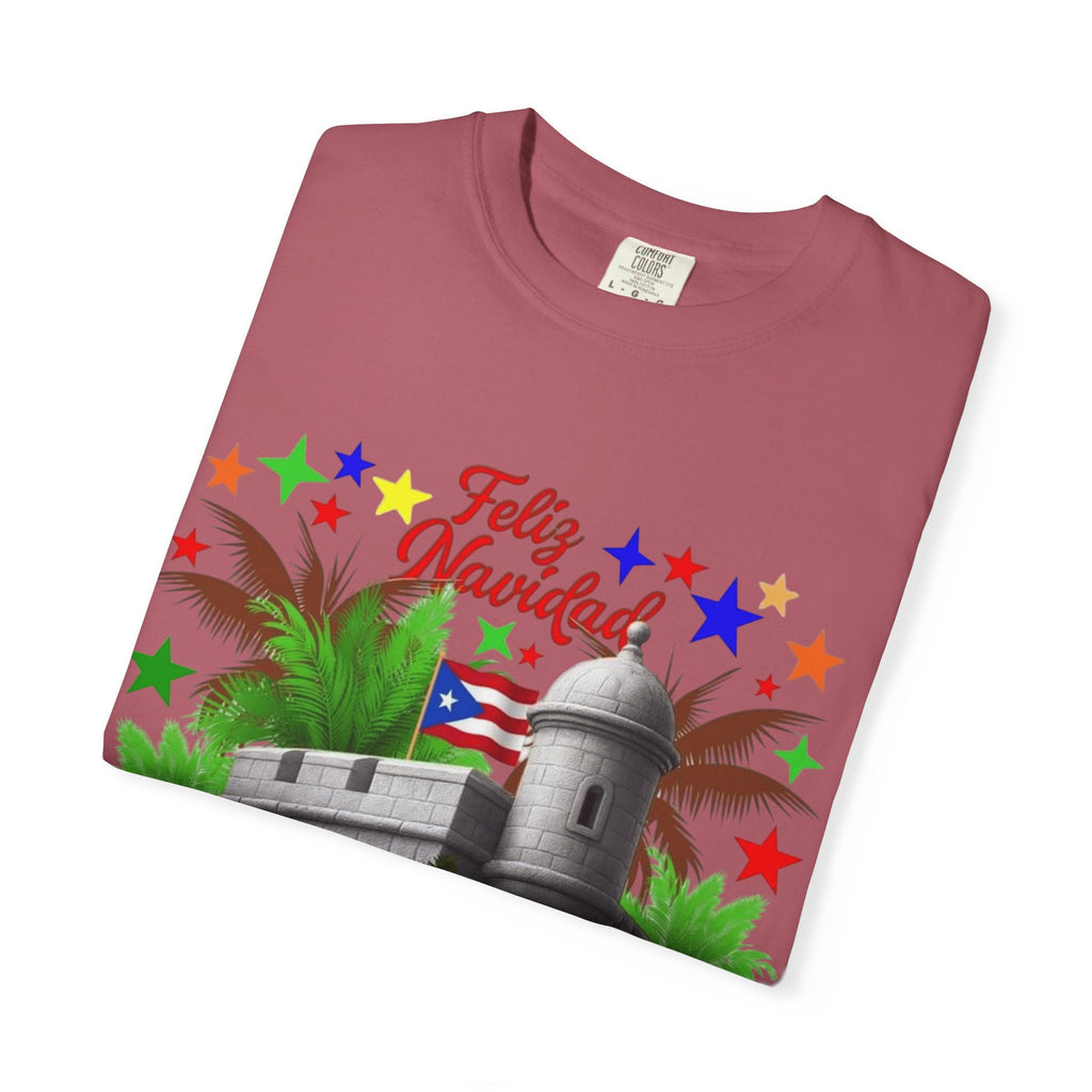 Feliz Navidad Puerto Rico T-Shirt  Castillo & Coquí Holiday Tee Puerto Rico Navidades