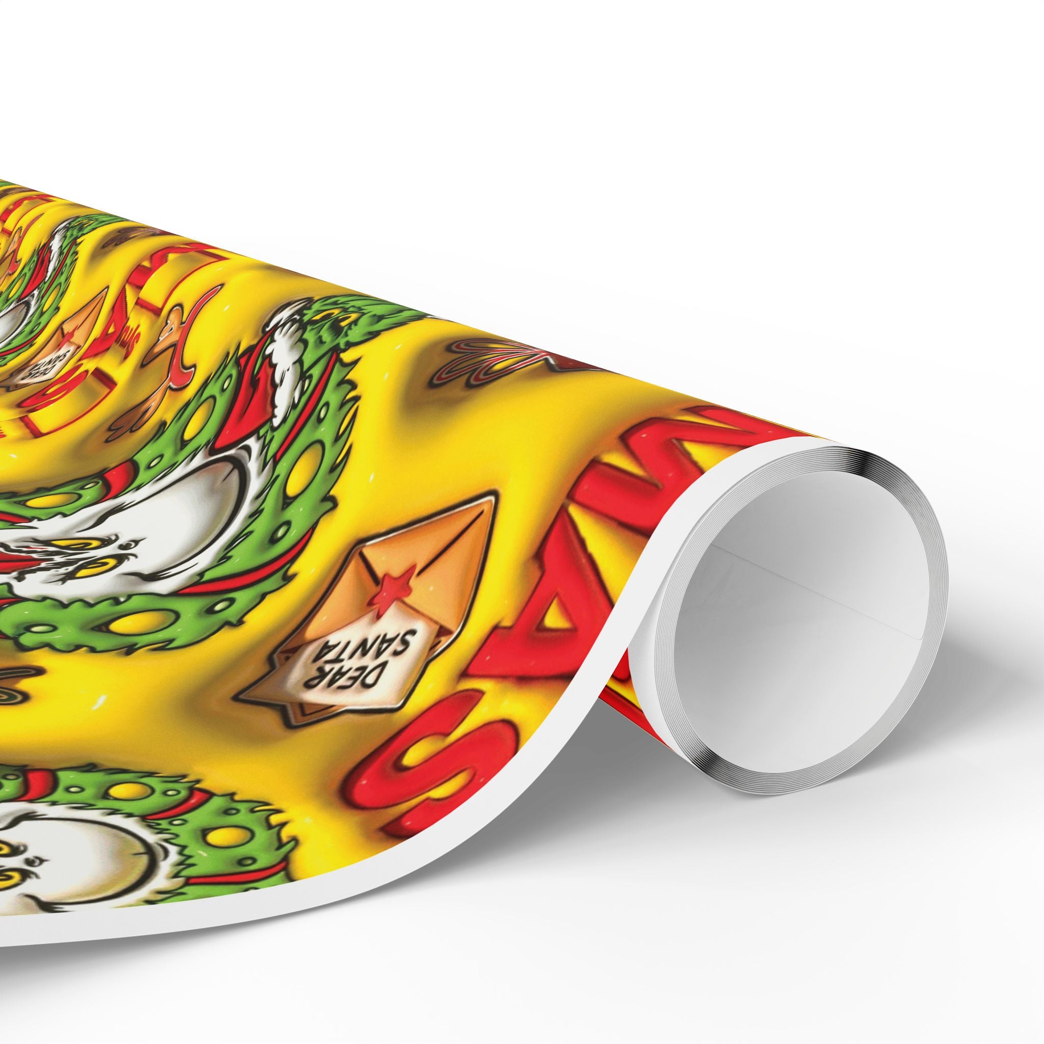 Christmas Wrapping Paper Roll – Retro Santa & Tree Holiday Gift Wrap Festive Wrapping Paper