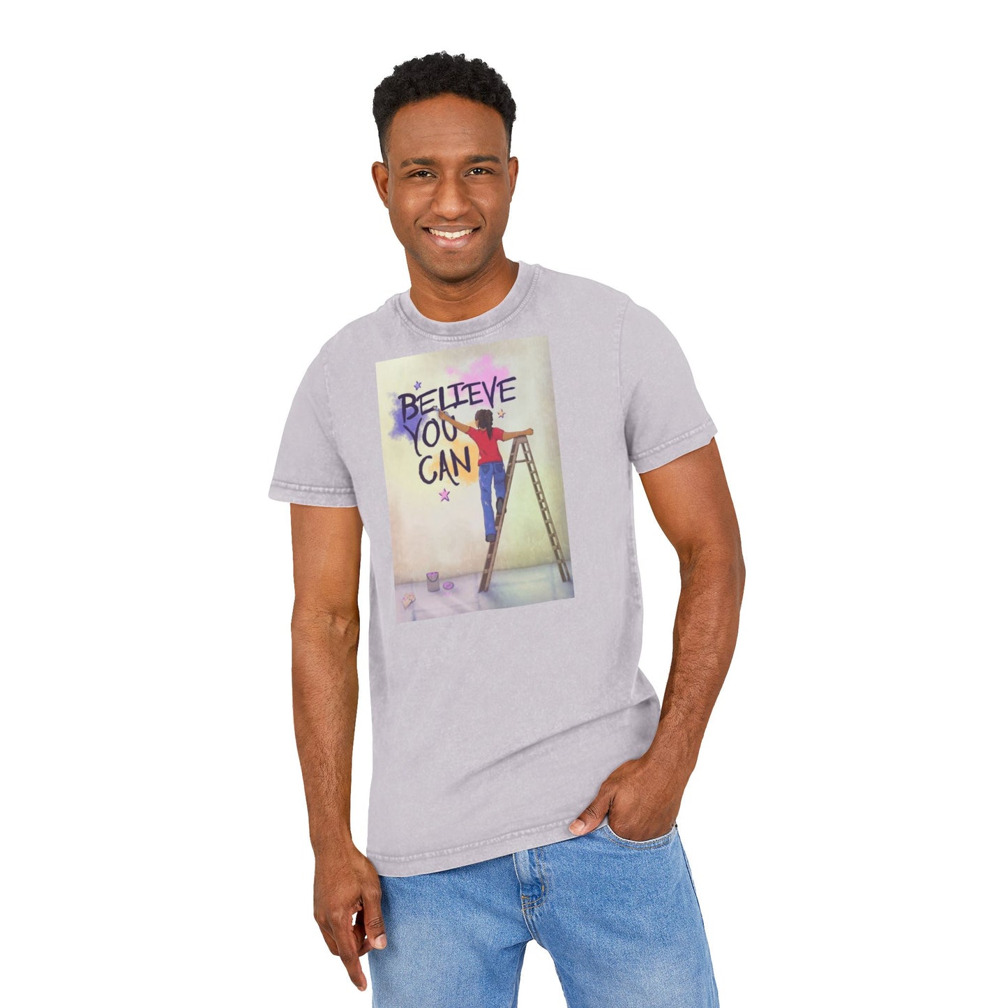 🧘‍♀️ Wear Your Peace. Believe You Can Acid Washed Tee - Motivational Shirt, Vintage Style T-Shirt, Casual Wear, Gift for Friends, Inspirational Apparel
