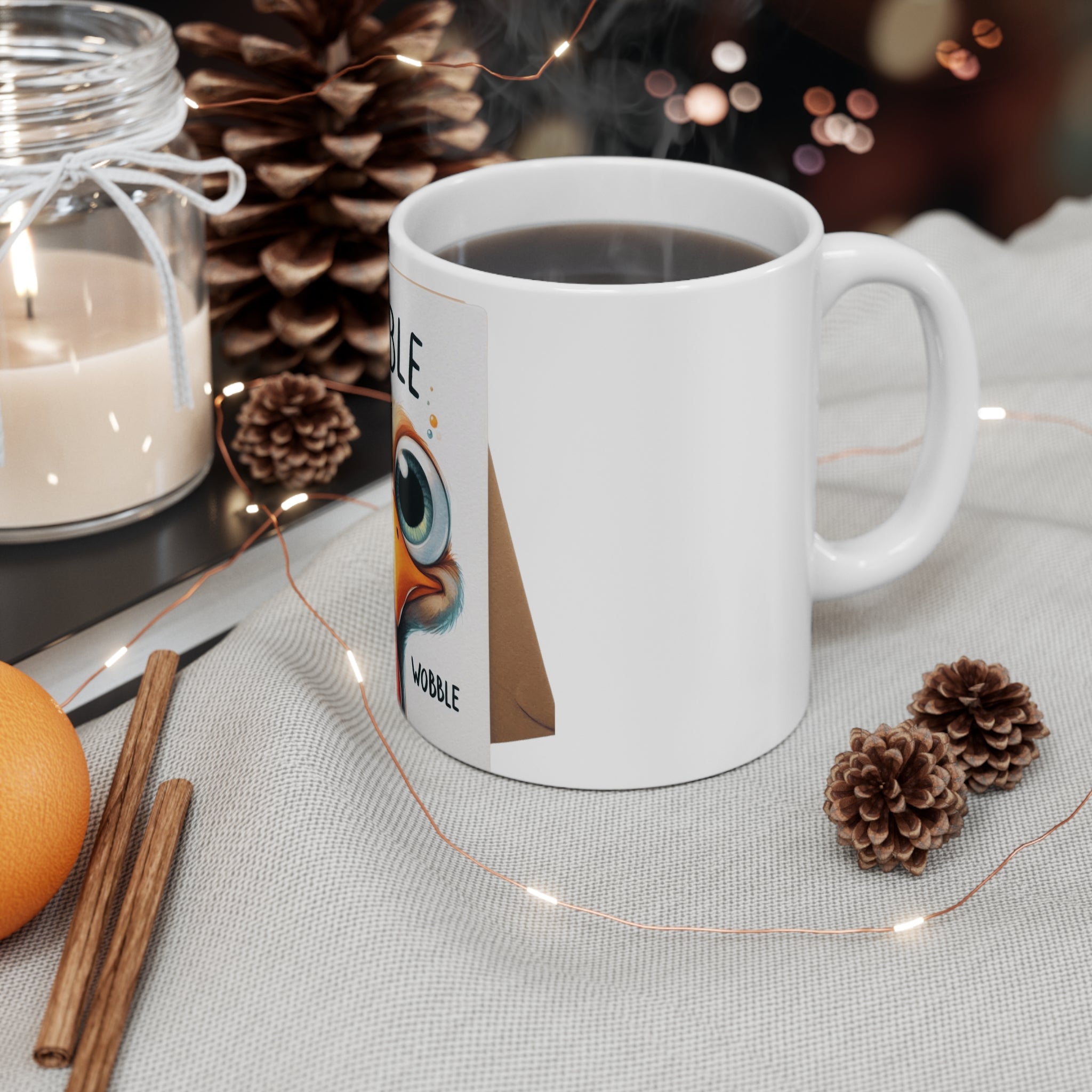 Cozy Fall Mug Thanksgiving Gobble Mug - 11oz Coffee Cup with Cute Turkey Design