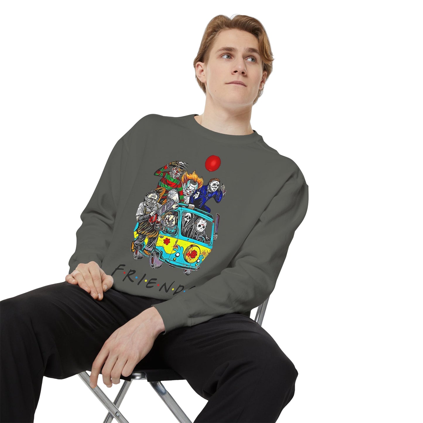 Friends-Inspired Unisex Garment-Dyed Sweatshirt, Cozy Casual Wear, Unique Graphic Sweatshirt, Perfect Gift, Everyday Style