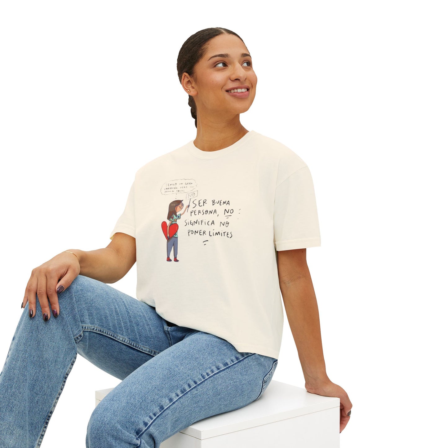 Let your outfit reflect your inner peace. Heartfelt Inspirational Women's Boxy Tee, Casual T-Shirt, Gift for Her, Empowering Top, Everyday Wear, Self-Love Vibes