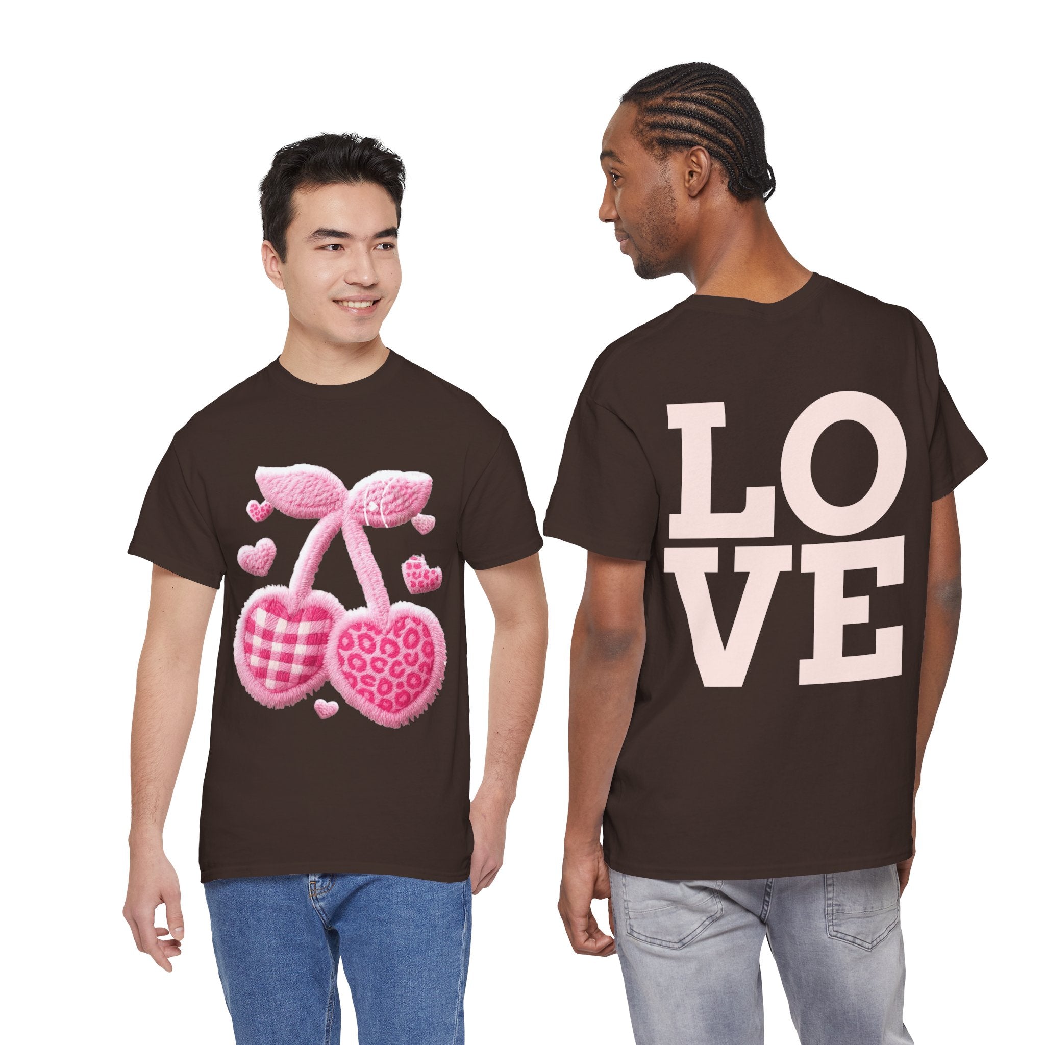 Pink Heart Cherries Tee  LOVE Graphic Valentine T-Shirt