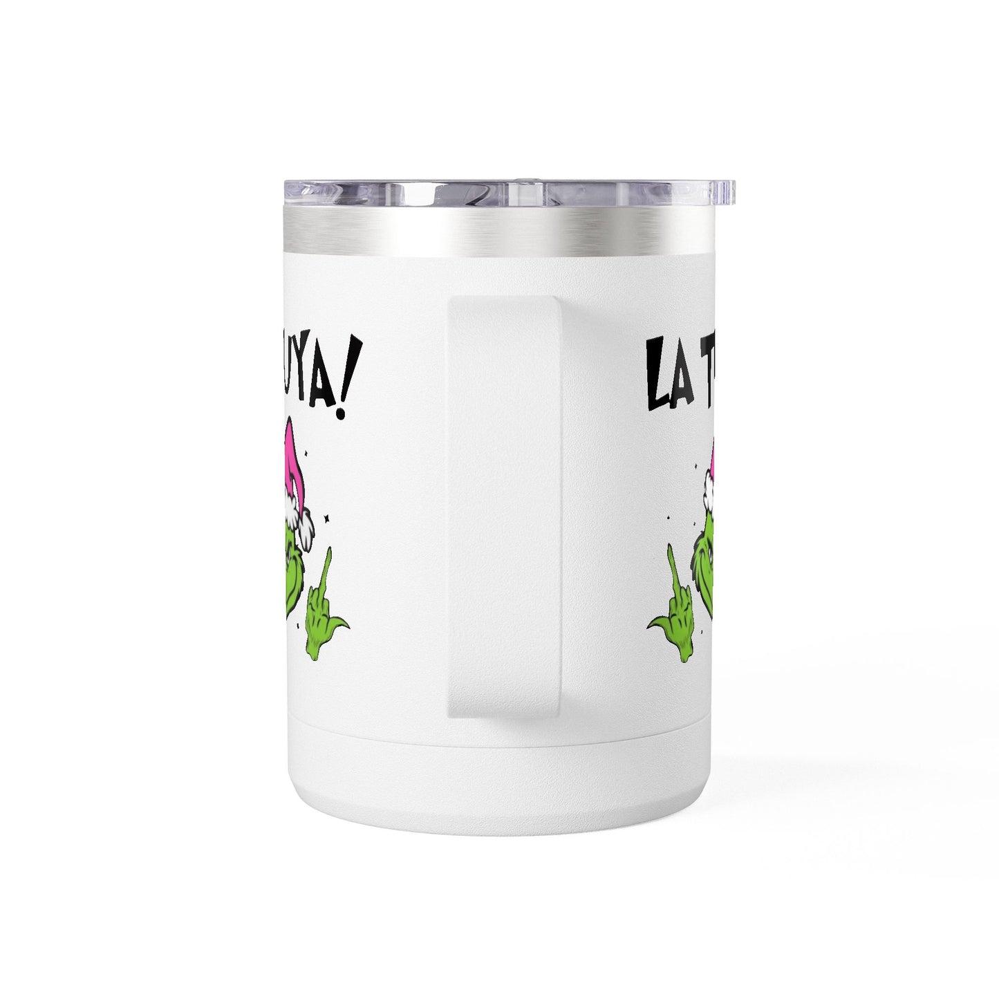 Holiday Grinch Coffee Mug Tumbler - 15oz Vaso / Taza de Acero Inoxidable – Diseño Navideño