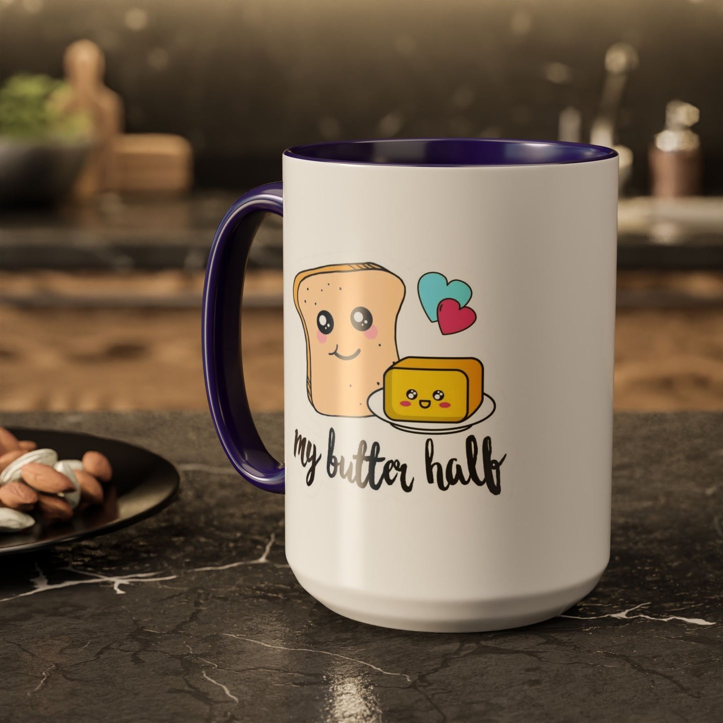 Motivational & Funny Quote Mugs Uplifting Coffee Cup Gifts Cute Foodie Relationship Mug My Butter Half Design, Colorful 11oz & 15oz