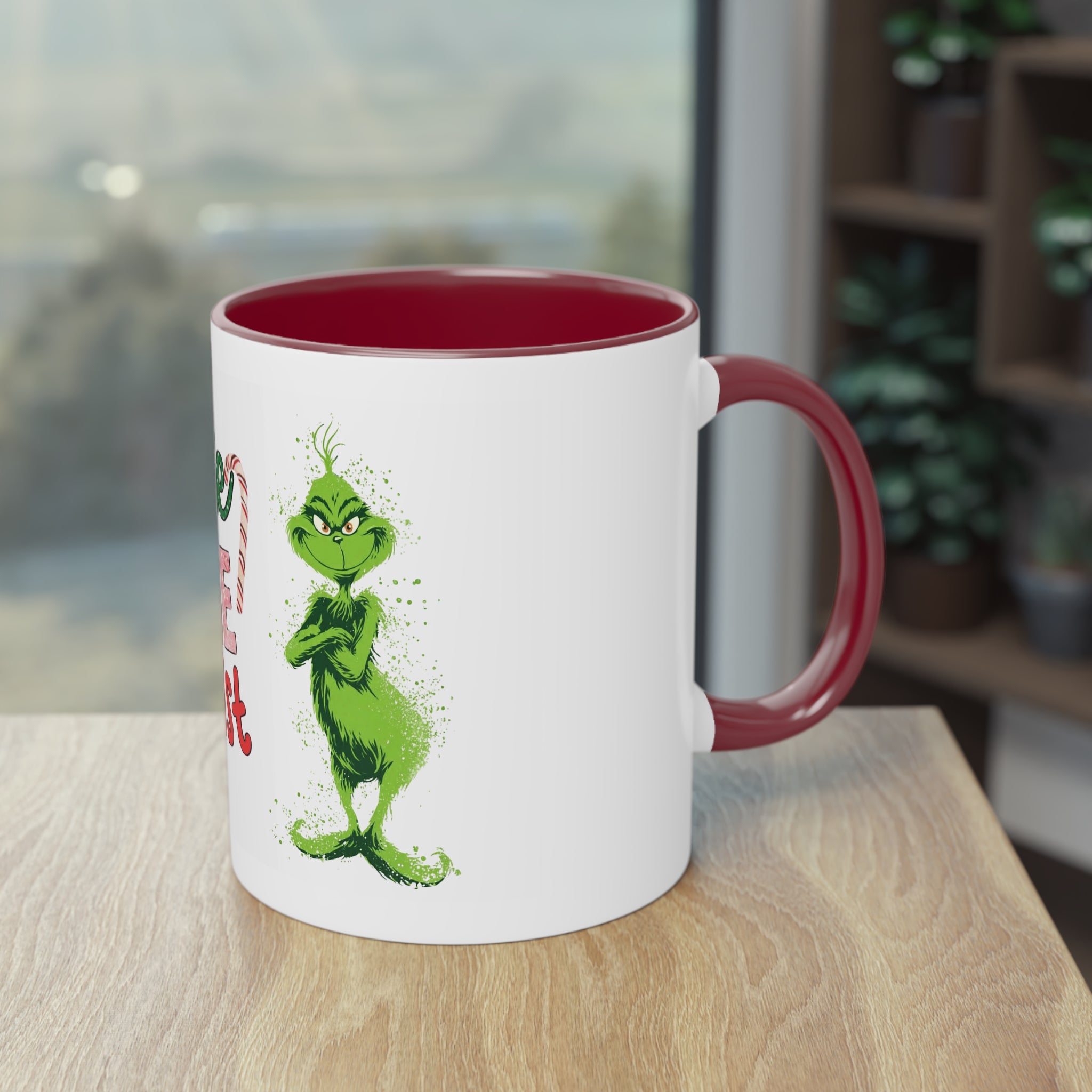 Cute Grinch Two-Tone Coffee Mug - Perfect for Holiday Cheer! Christmas Mugs Collection