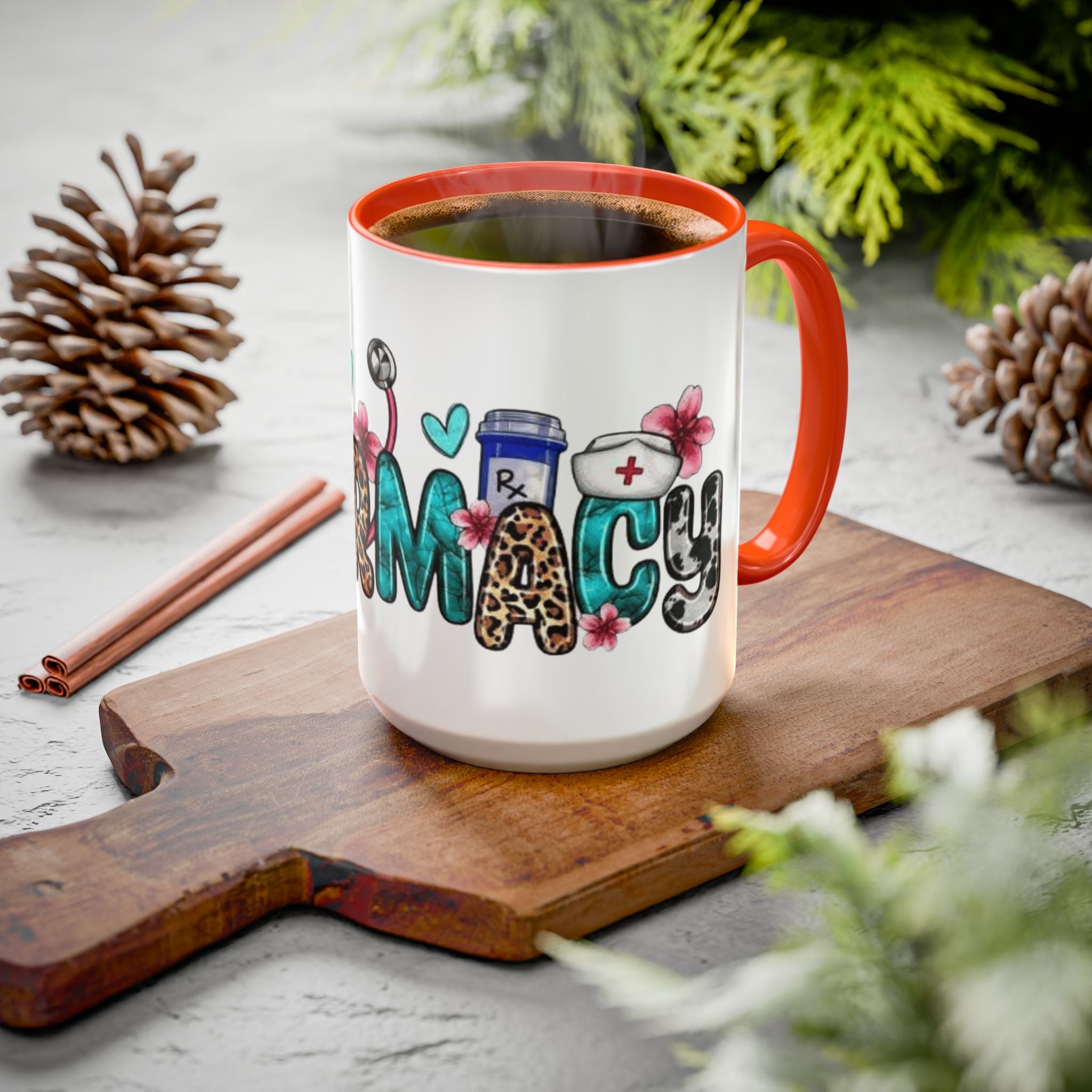 Pharmacy Nurse Coffee Mug — Cute Leopard & Teal Medical Design (11oz/15oz)Christmas mug for all healthcare heroes