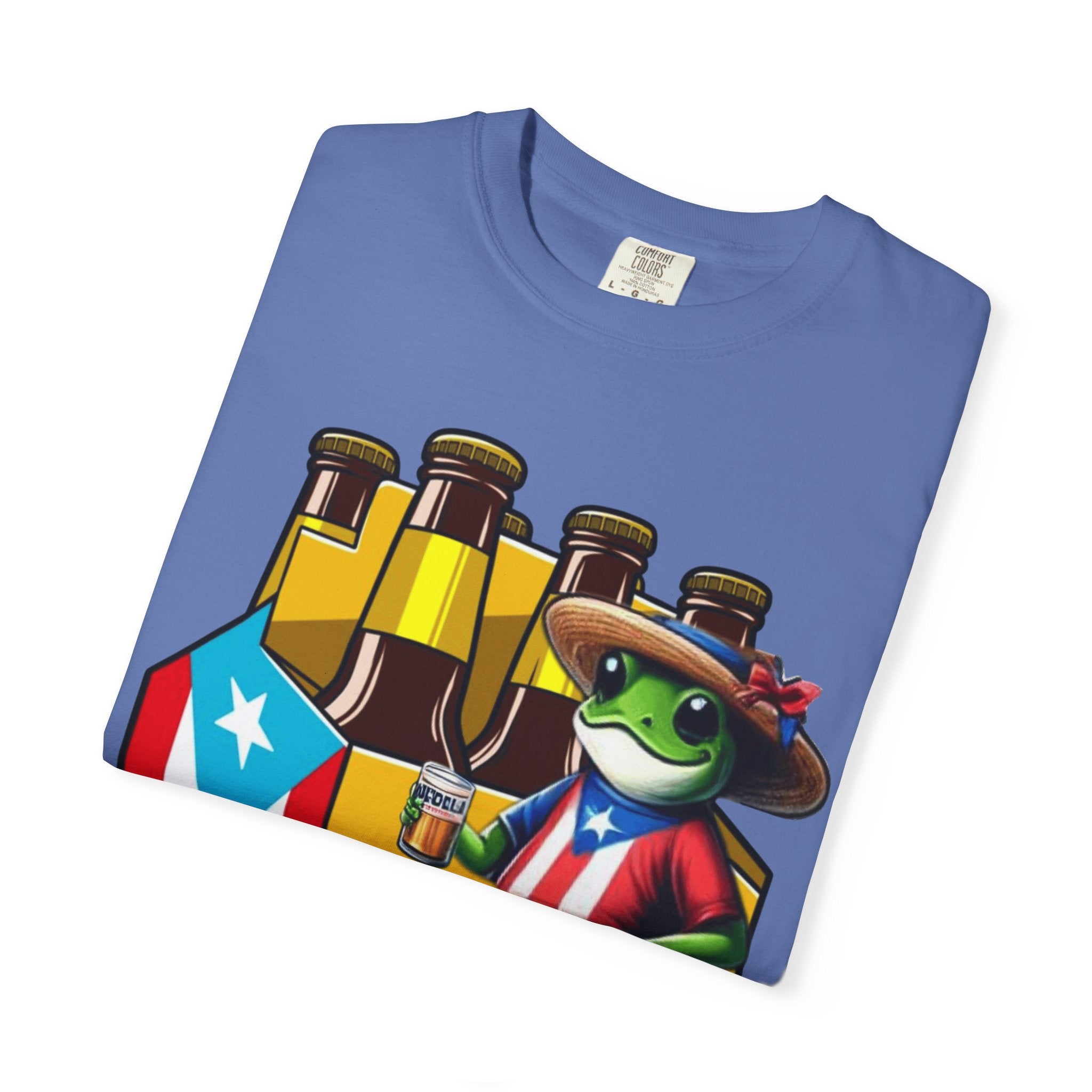 Medalla Light Puerto Rican Beer T-Shirt Coqui Frog Mascot Six-Pack Graphic Tee Puerto Rico’s Navidades