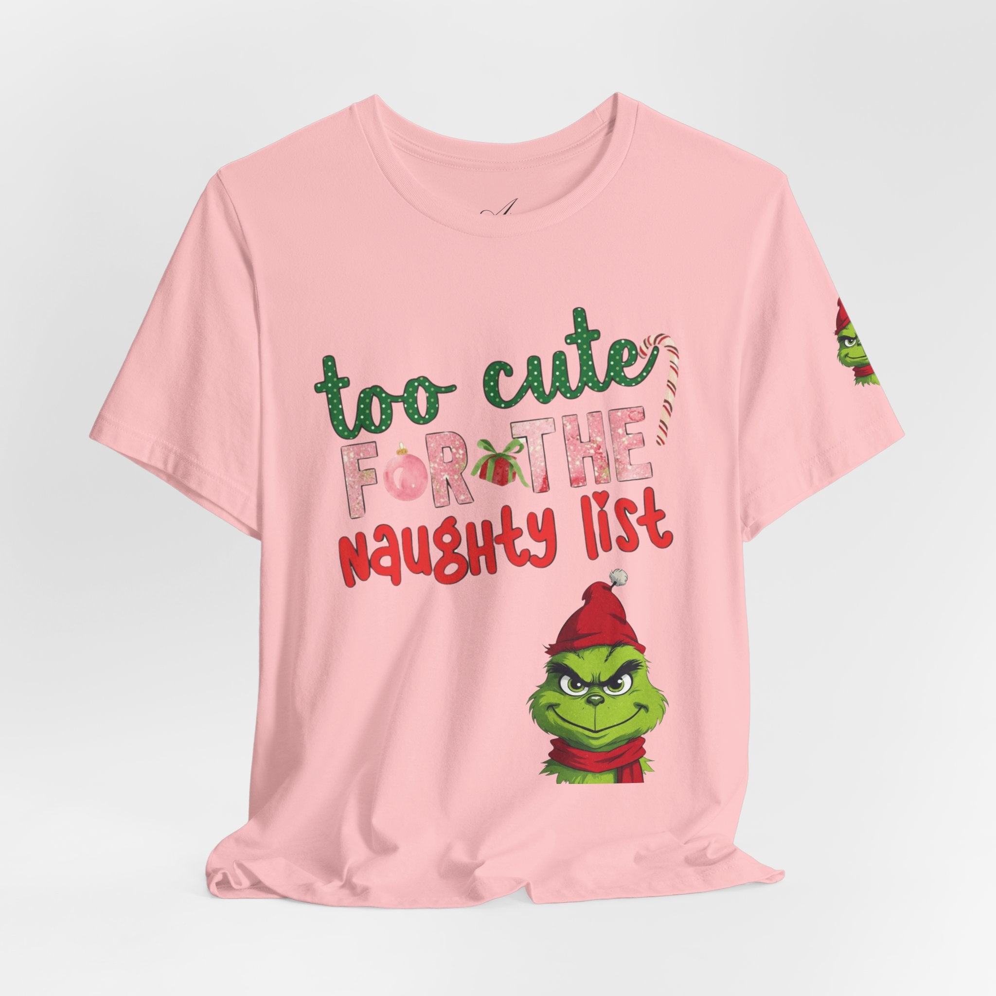 Christmas T-Shirts and Sweatshirts Collection Cute Grinch Holiday Tee 'Too Cute for the Naughty List' Unisex Jersey T-Shirt
