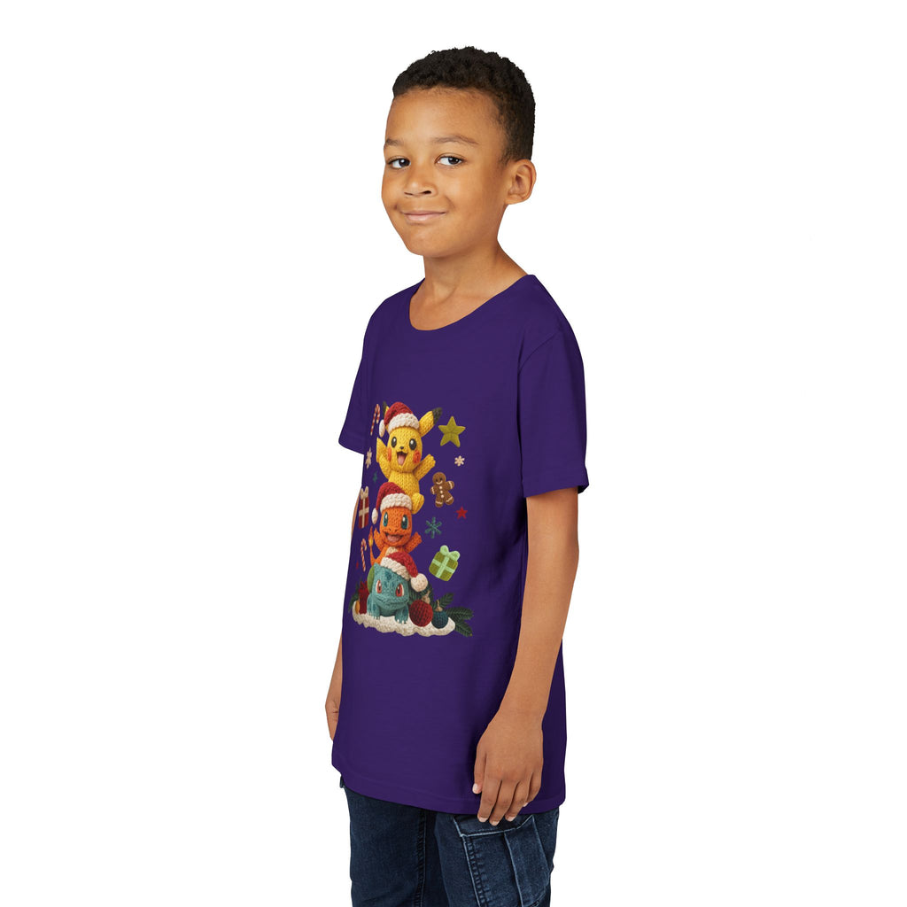 Kids Holiday Tee  Cute Stacked cartoon Characters Christmas Design