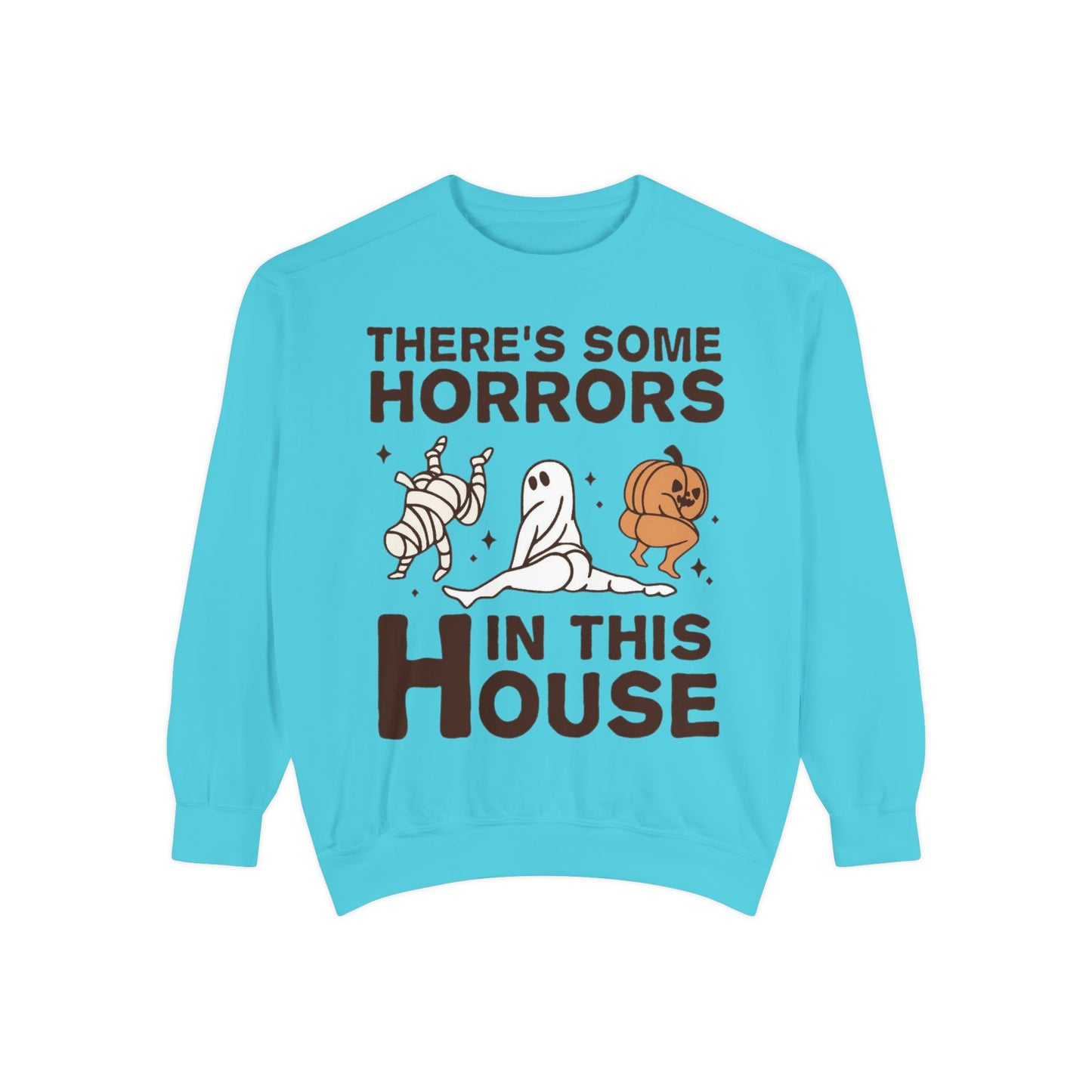 Halloween Themed Unisex Sweatshirt - Fun Ghosts & Mummy Design for Fall, Cozy Casual Wear, Halloween Party, Gift for Friends, Autumn Vibes