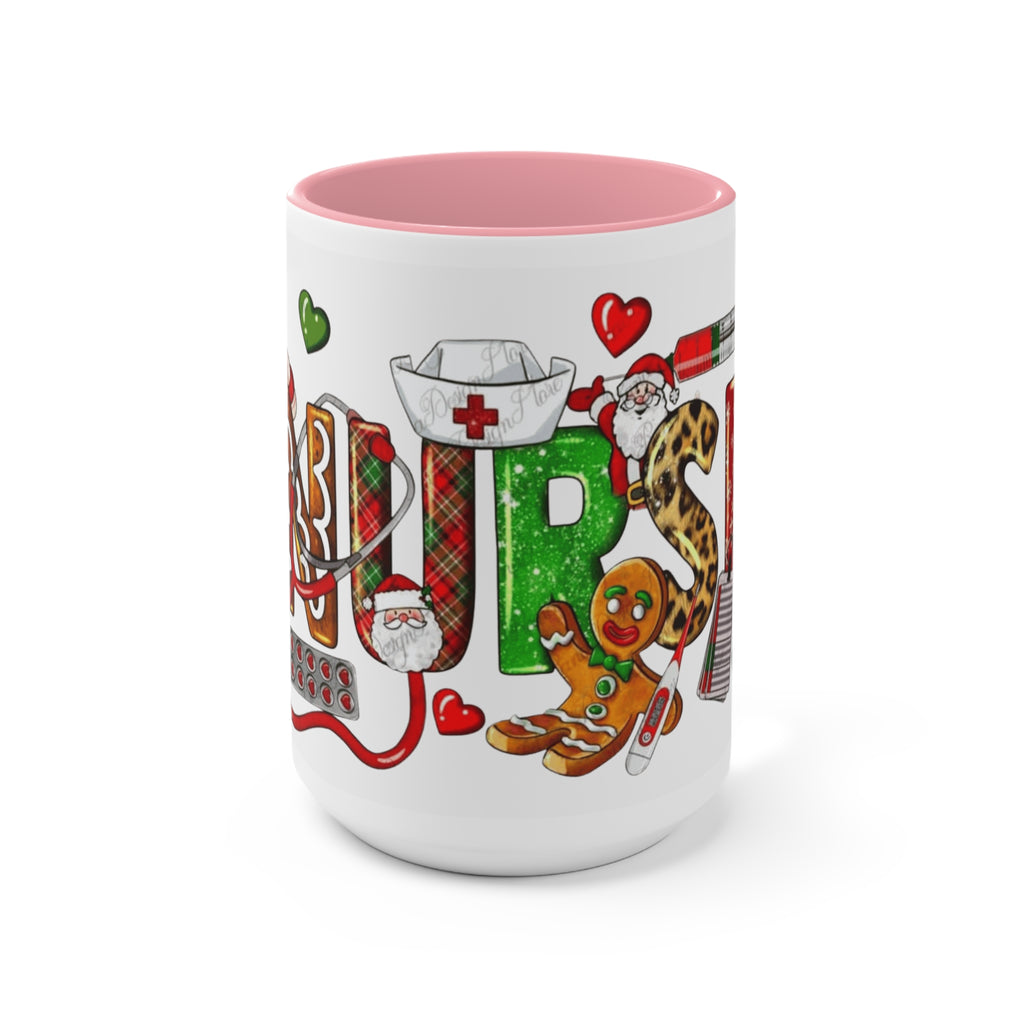 Christmas Nurse Accent Mug — Festive Healthcare Holiday Coffee Cup with Gingerbread & Candy Cane Design Medical Christmas Mug