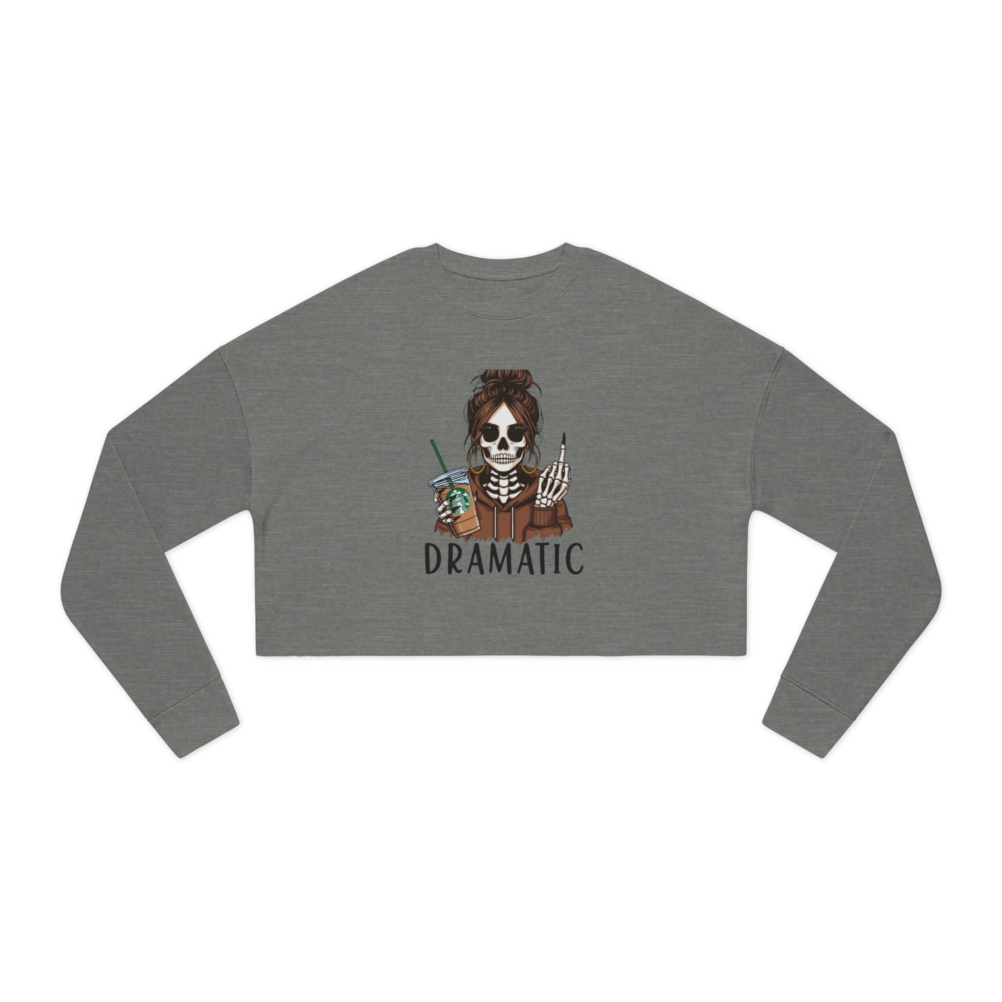 Dramatic Skeleton Cropped Sweatshirt - Trendy Apparel for Artists, Halloween Fashion, Casual Wear, Gifts for Creatives, Fall Style