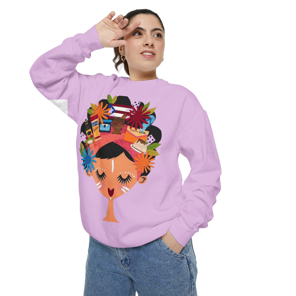 Floral Fiesta Sweatshirt — Colorful Tropical Woman Graphic Puerto Rico Navidades