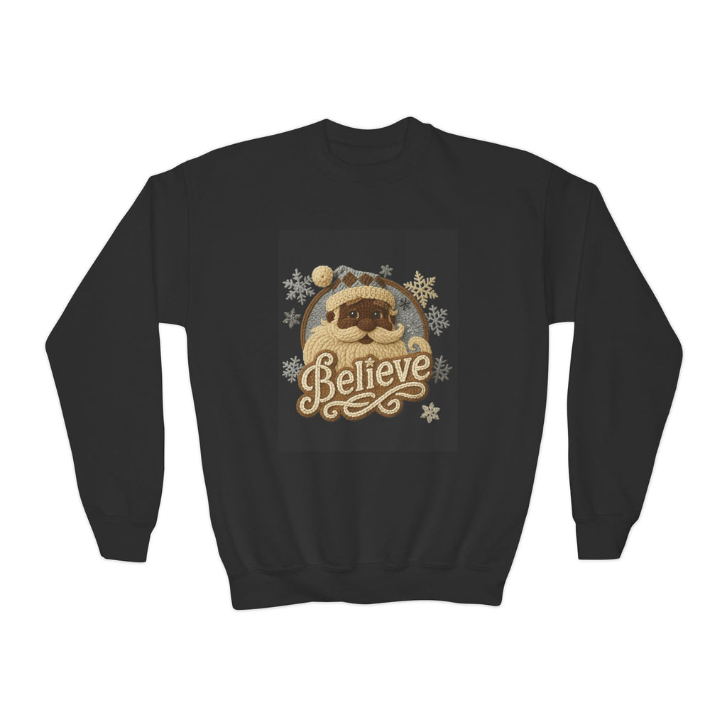 Youth Sweatshirt  'Believe' Cozy Sloth Holiday Crewneck