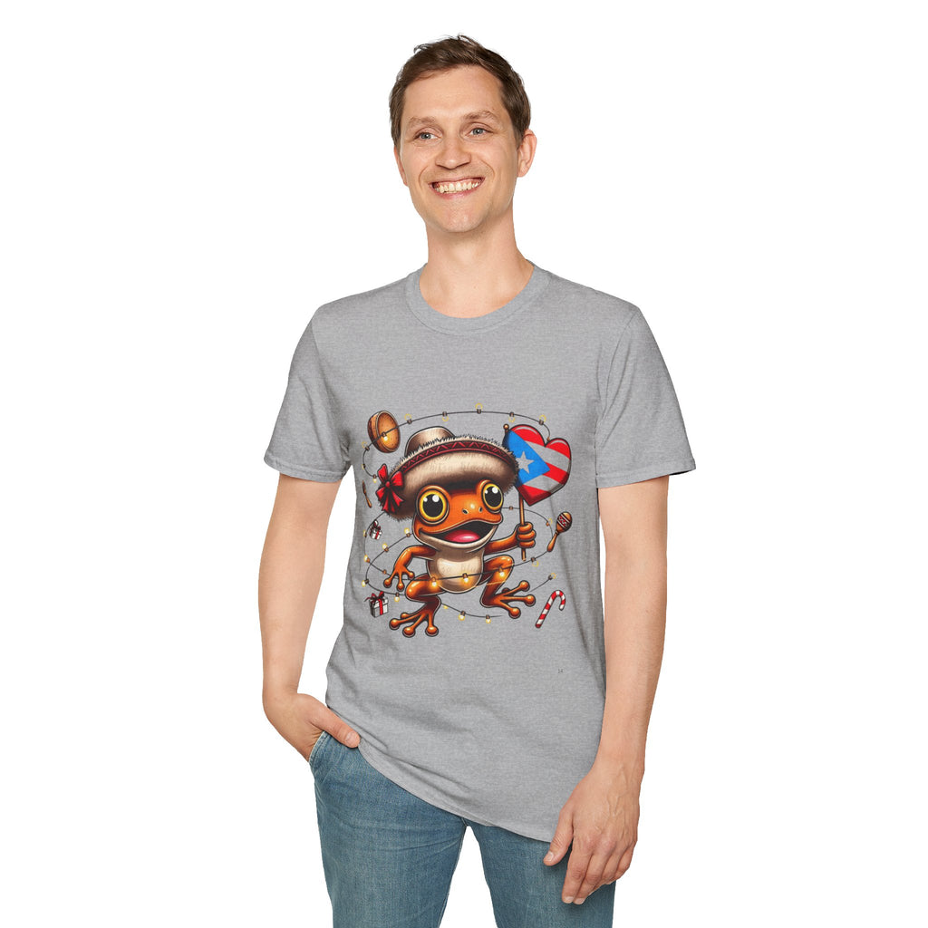 Puerto Rico Frog Holiday T-Shirt  Cute Coquí with Flag Heart (Christmas) Puerto Rico Navidades