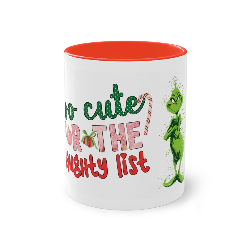 Cute Grinch Two-Tone Coffee Mug - Perfect for Holiday Cheer! Christmas Mugs Collection
