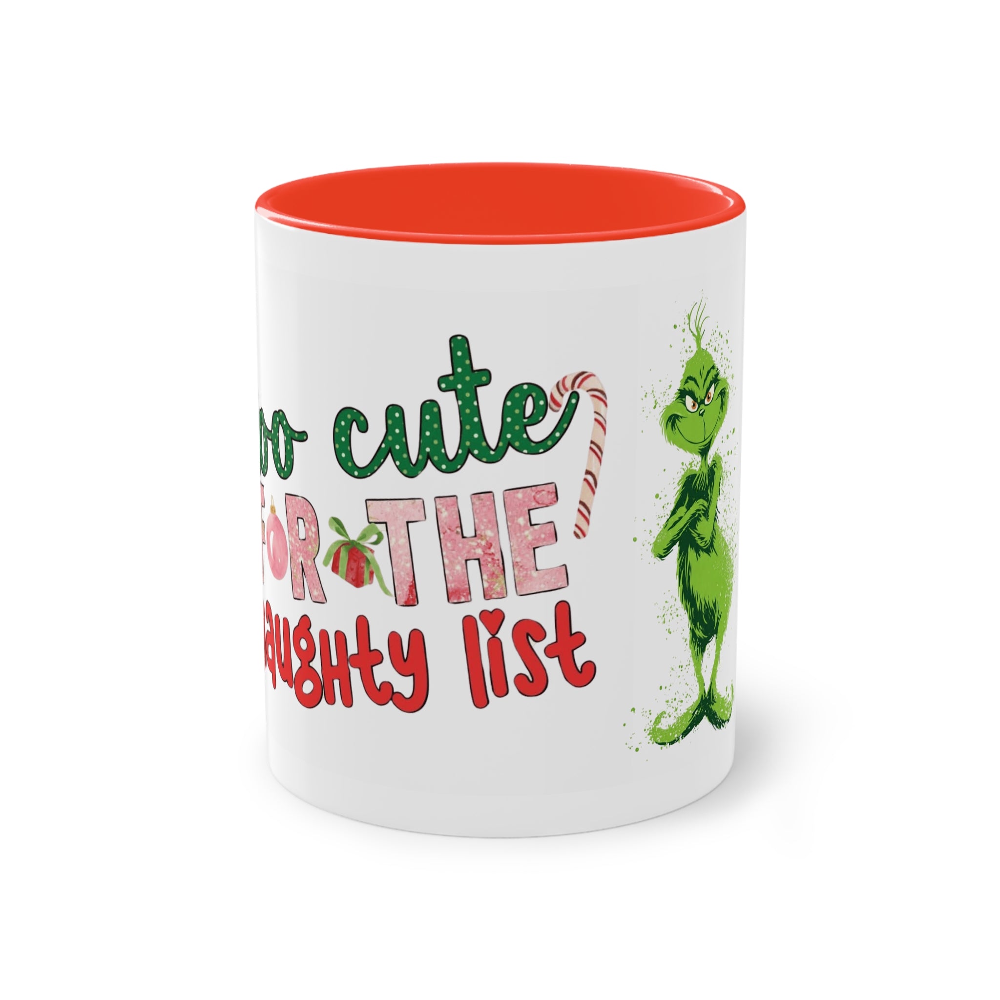 Cute Grinch Two-Tone Coffee Mug - Perfect for Holiday Cheer! Christmas Mugs Collection
