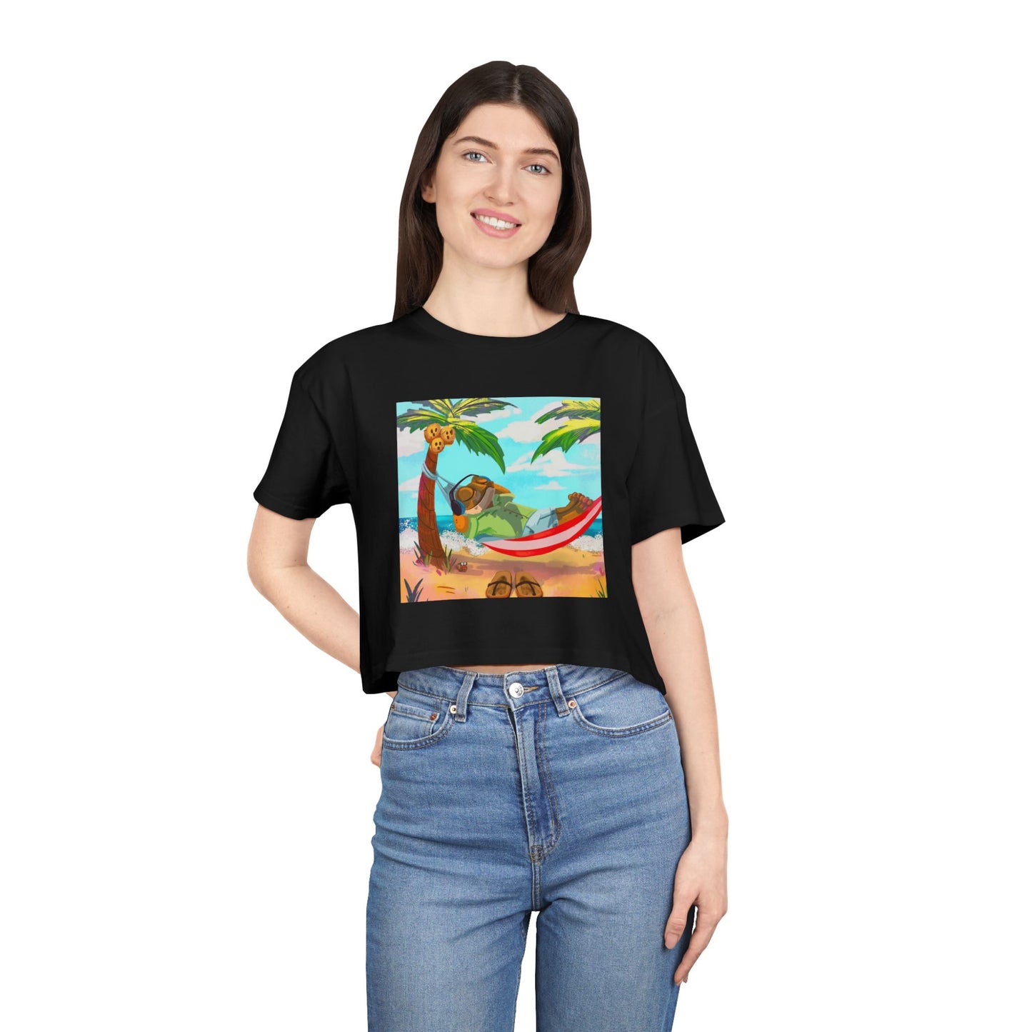 Boriqua T-Shirt Tropical Paradise Crop Tee - Chill Vibes, Women's Casual Top, Summer Style, Beachwear, Vacation Shirt