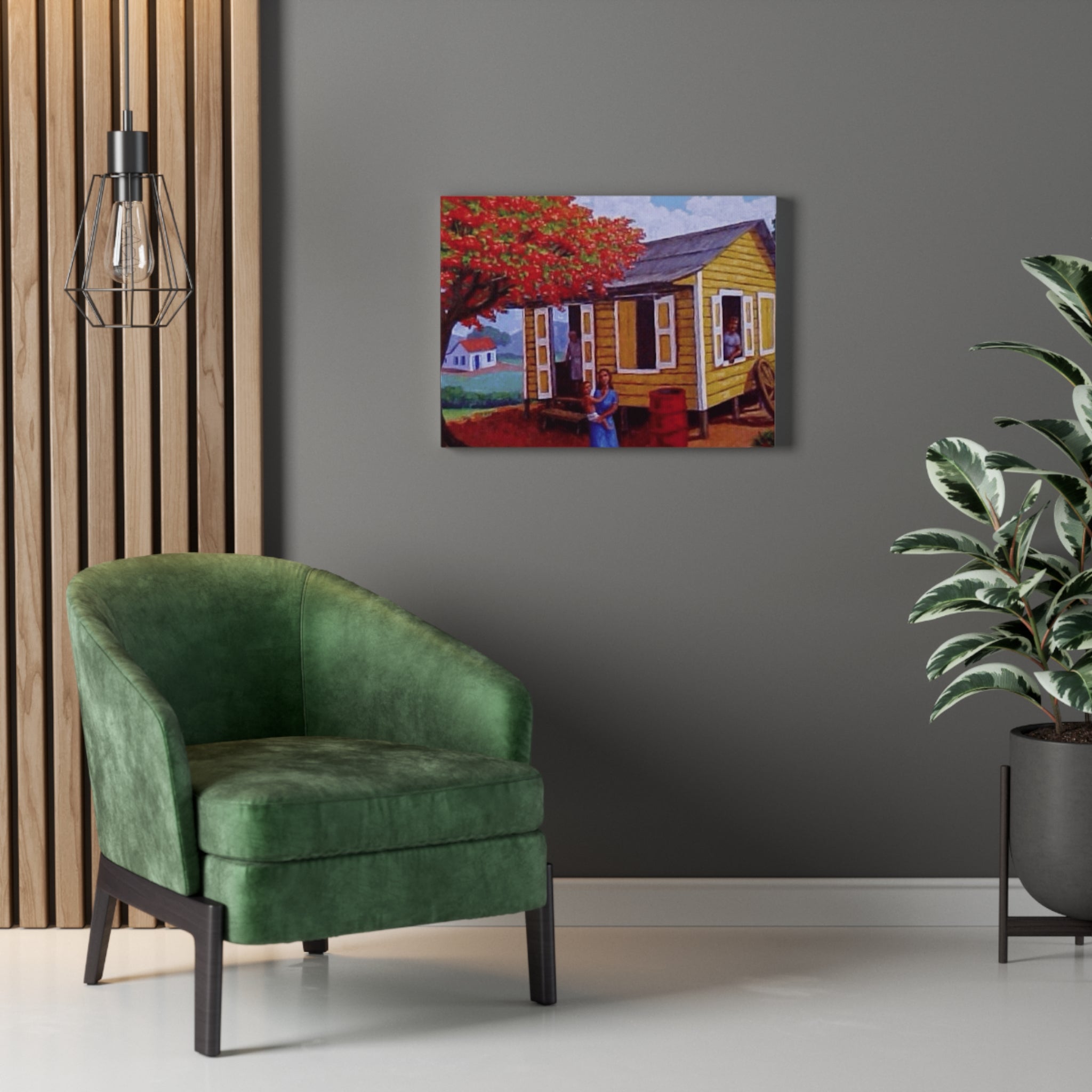 The Soul of Puerto RicoCaribbean Cottage Stretched Canvas  Tropical Village Scene Wall Art