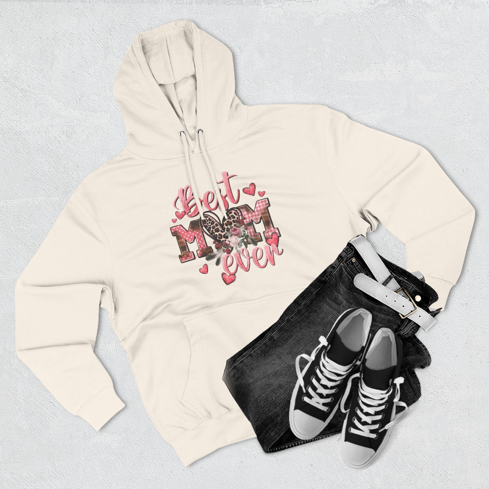 Best Mom Ever Hoodie  Leopard Heart Mother's Day Pullover