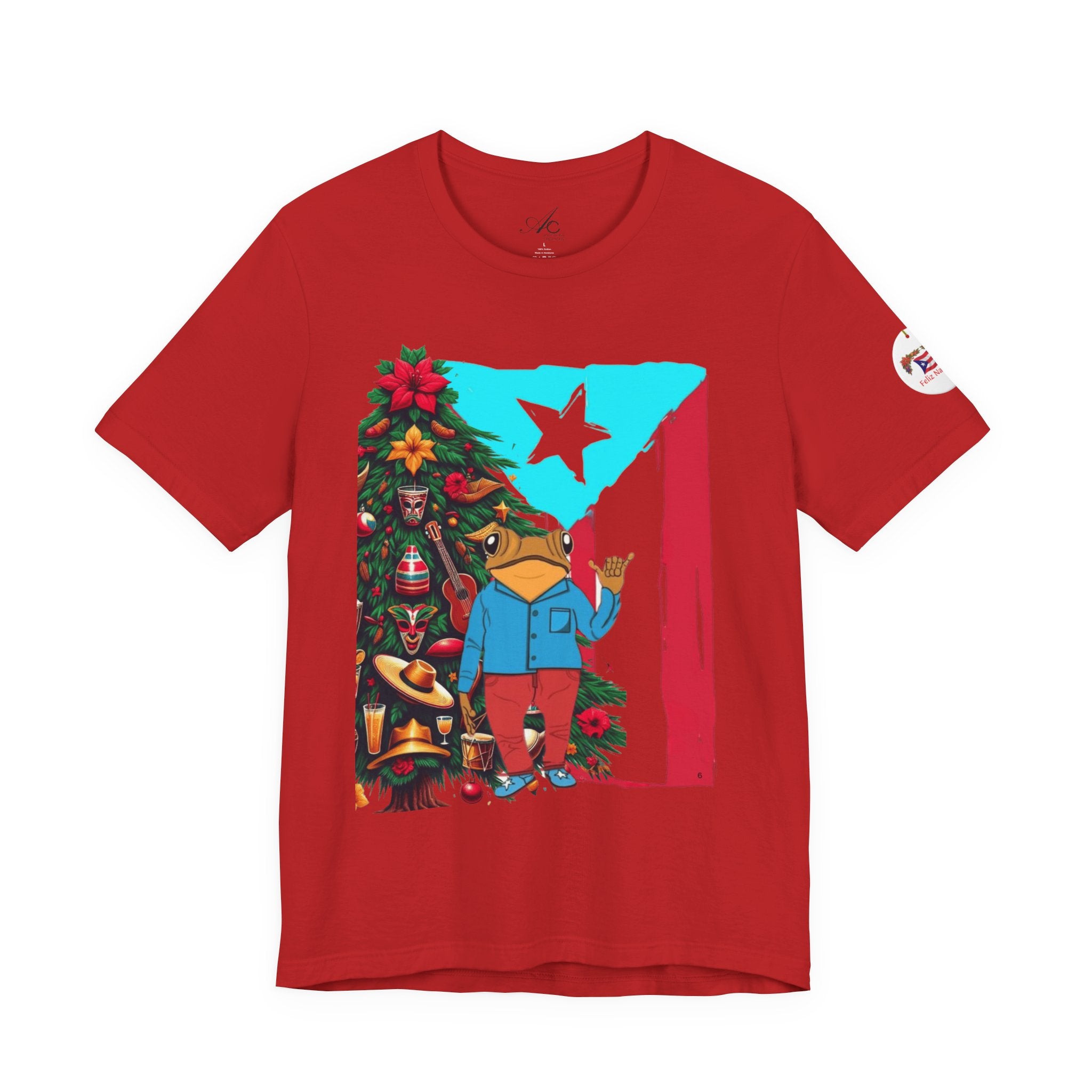 Puerto Rico Holiday T-Shirt  Coquí by Christmas Tree Graphic Puerto Rico’s Navidades