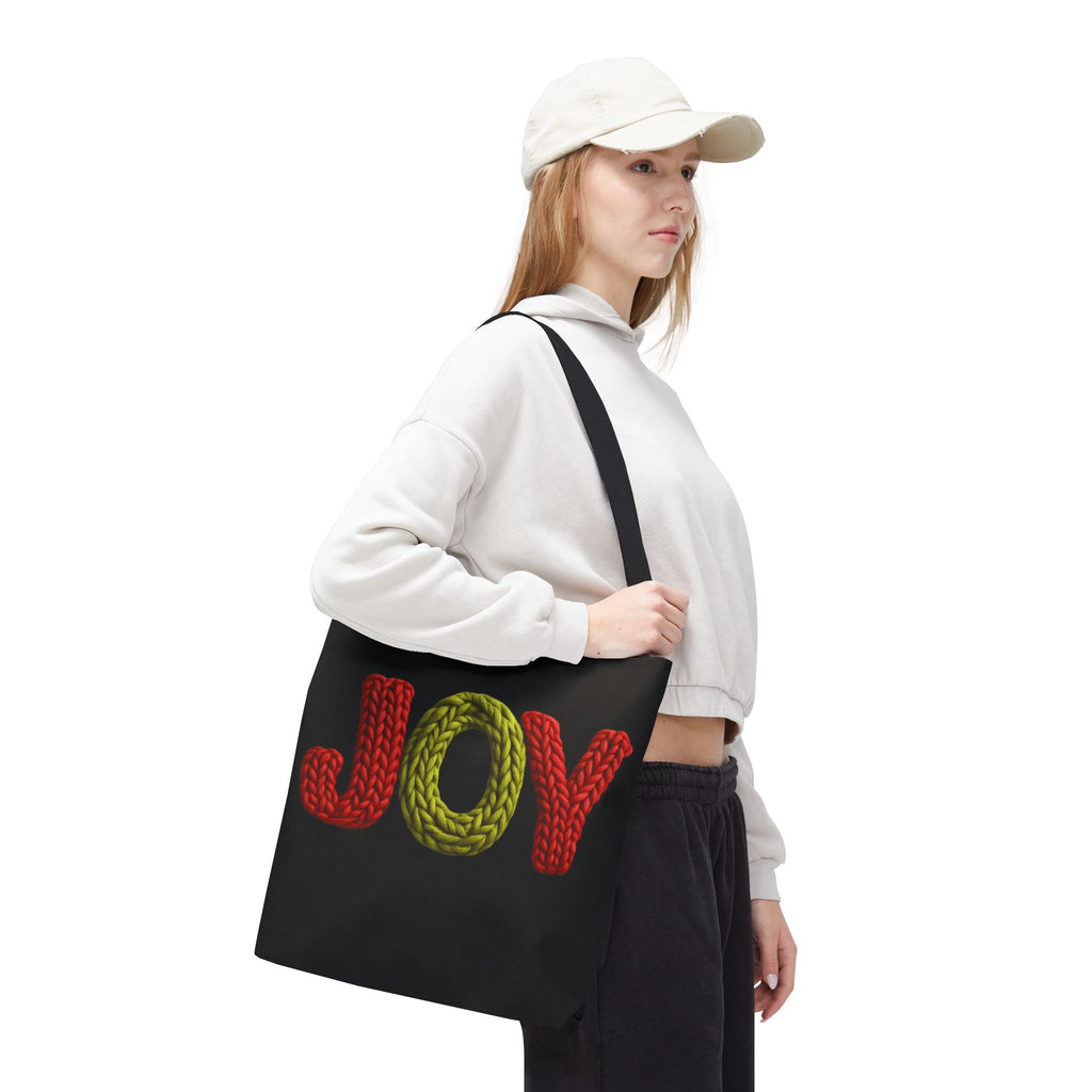 Christmas Tote Bag  Festive Holiday DesigJoy Knit Tote Bag  Colorful 'JOY' Yarn Design, Cozy Holiday Gift Tote