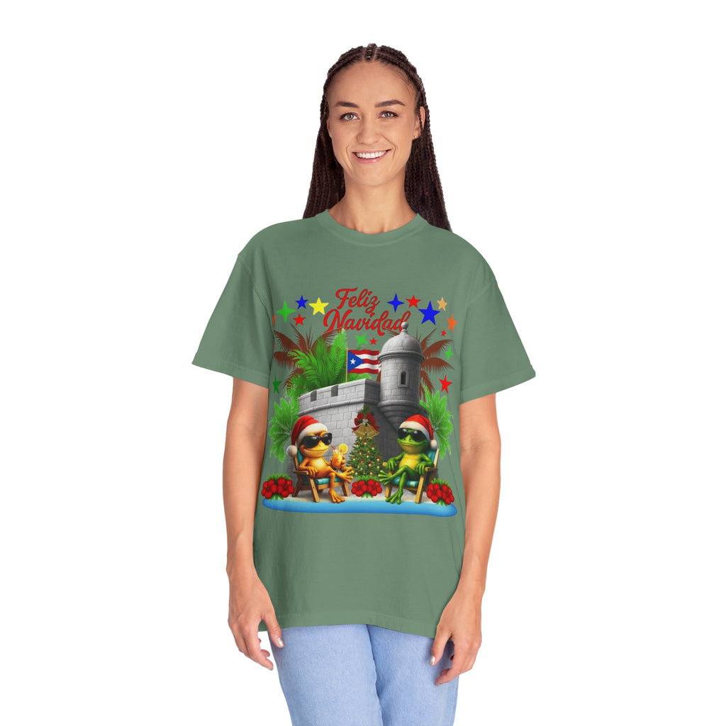 Feliz Navidad Puerto Rico T-Shirt  Castillo & Coquí Holiday Tee Puerto Rico Navidades