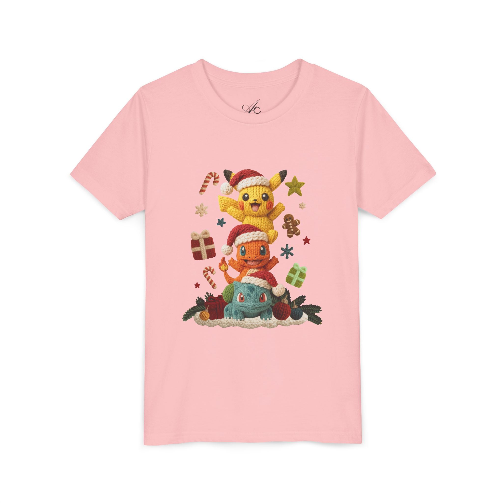 Kids Holiday Tee  Cute Stacked cartoon Characters Christmas Design