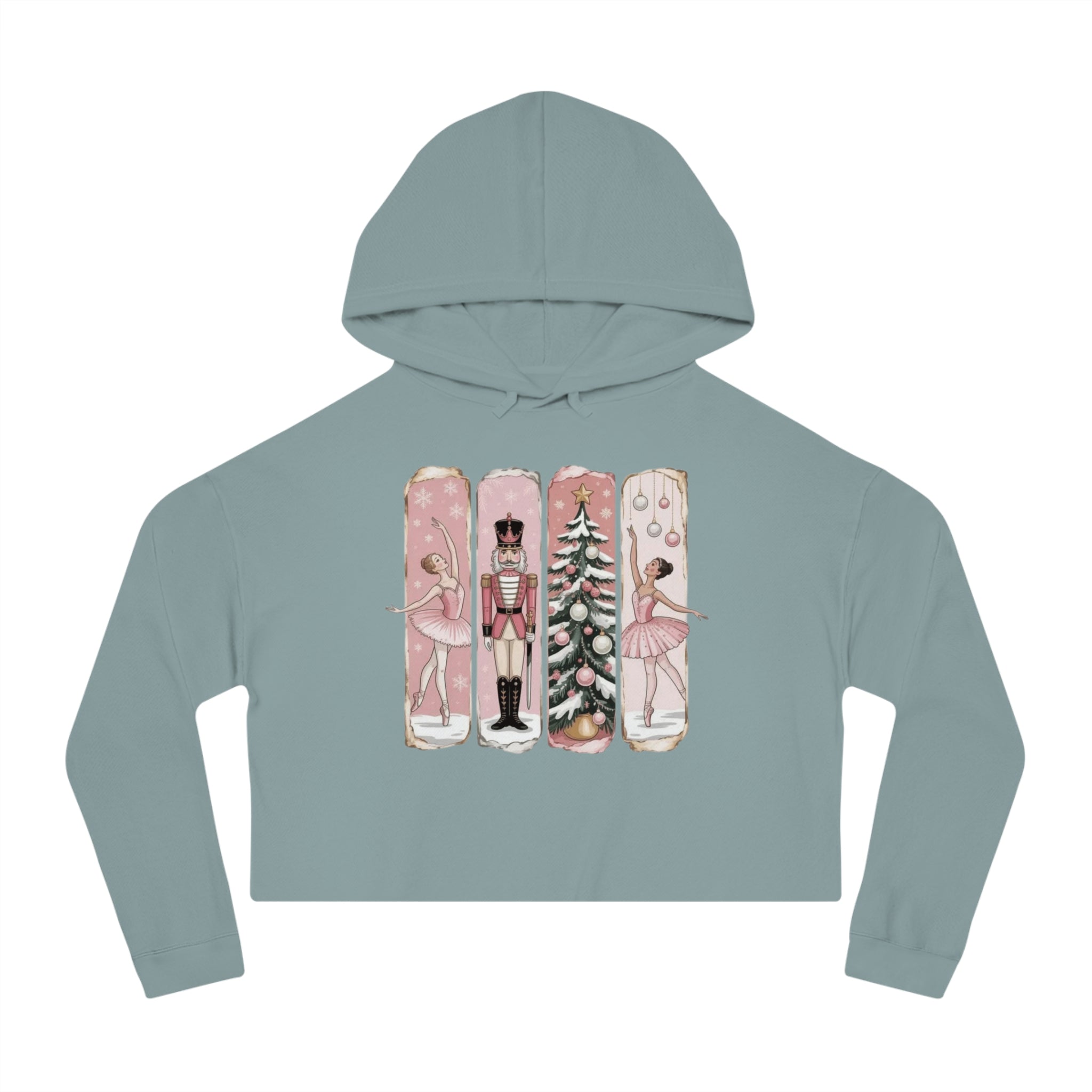 Nutcracker Ballerina Cropped Hoodie  Holiday Dance Sweater Cartoon Christmas T-shirts and Sweaters