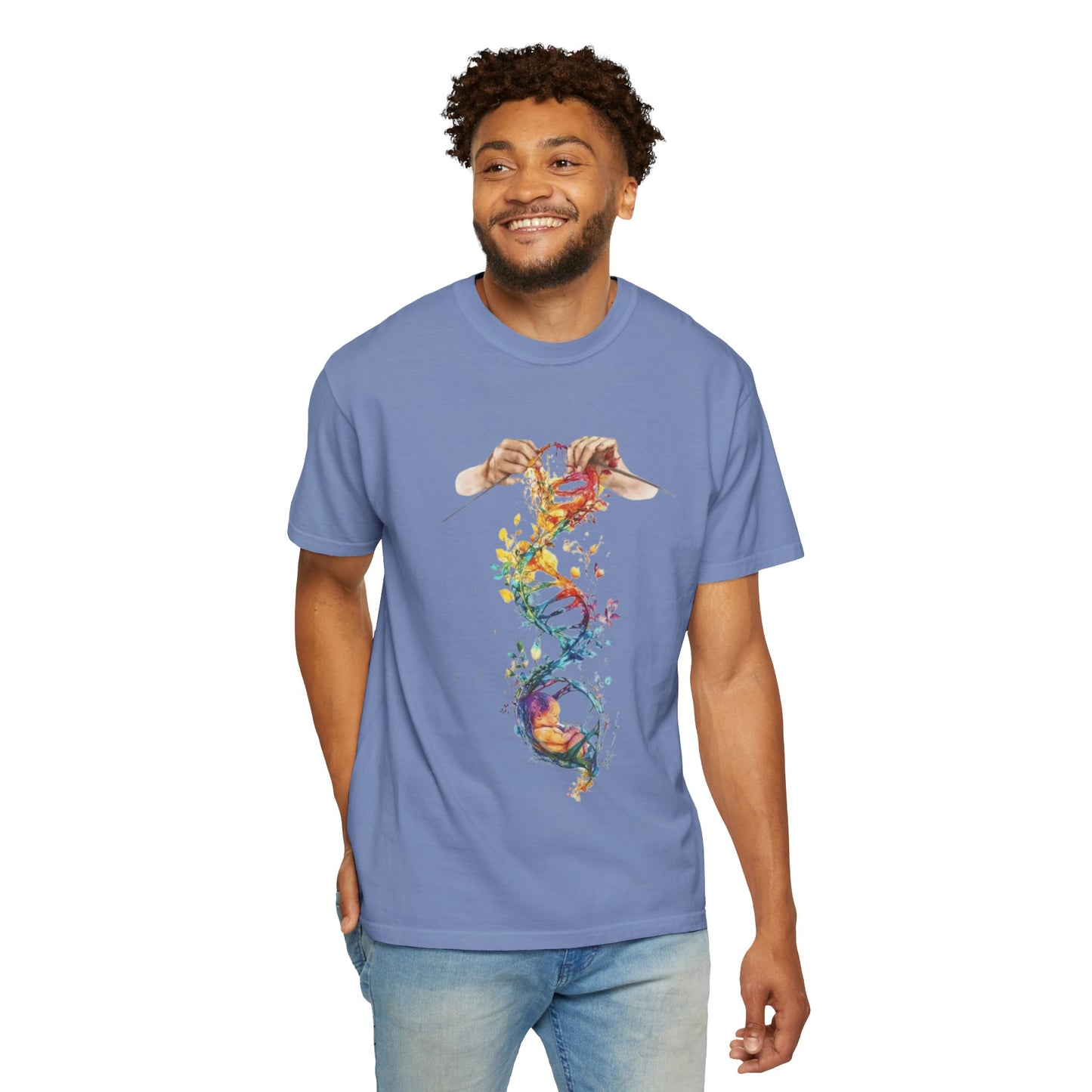 👚 Soft. Stylish. Mom-approved. Order now and gift her something she'll actually wear! Colorful DNA Art Unisex T-shirt, Science Tee, Creative Garment, Gift for Scientists,