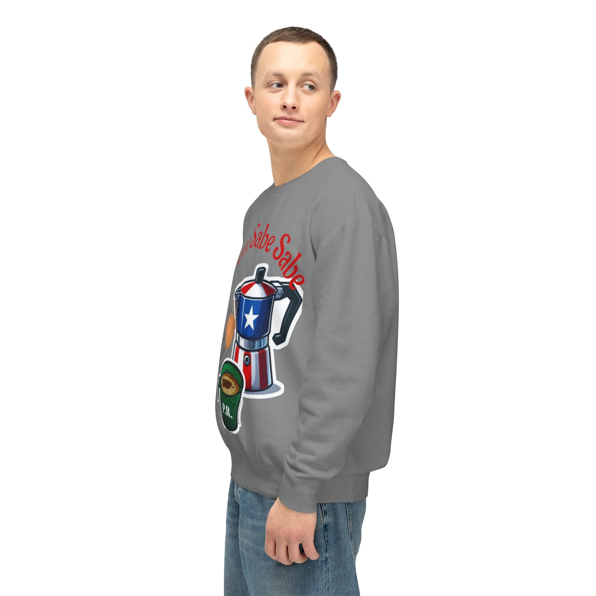 Crewneck Sweatshirt — "El que Sabe Sabe" Puerto Rico Coffee Design