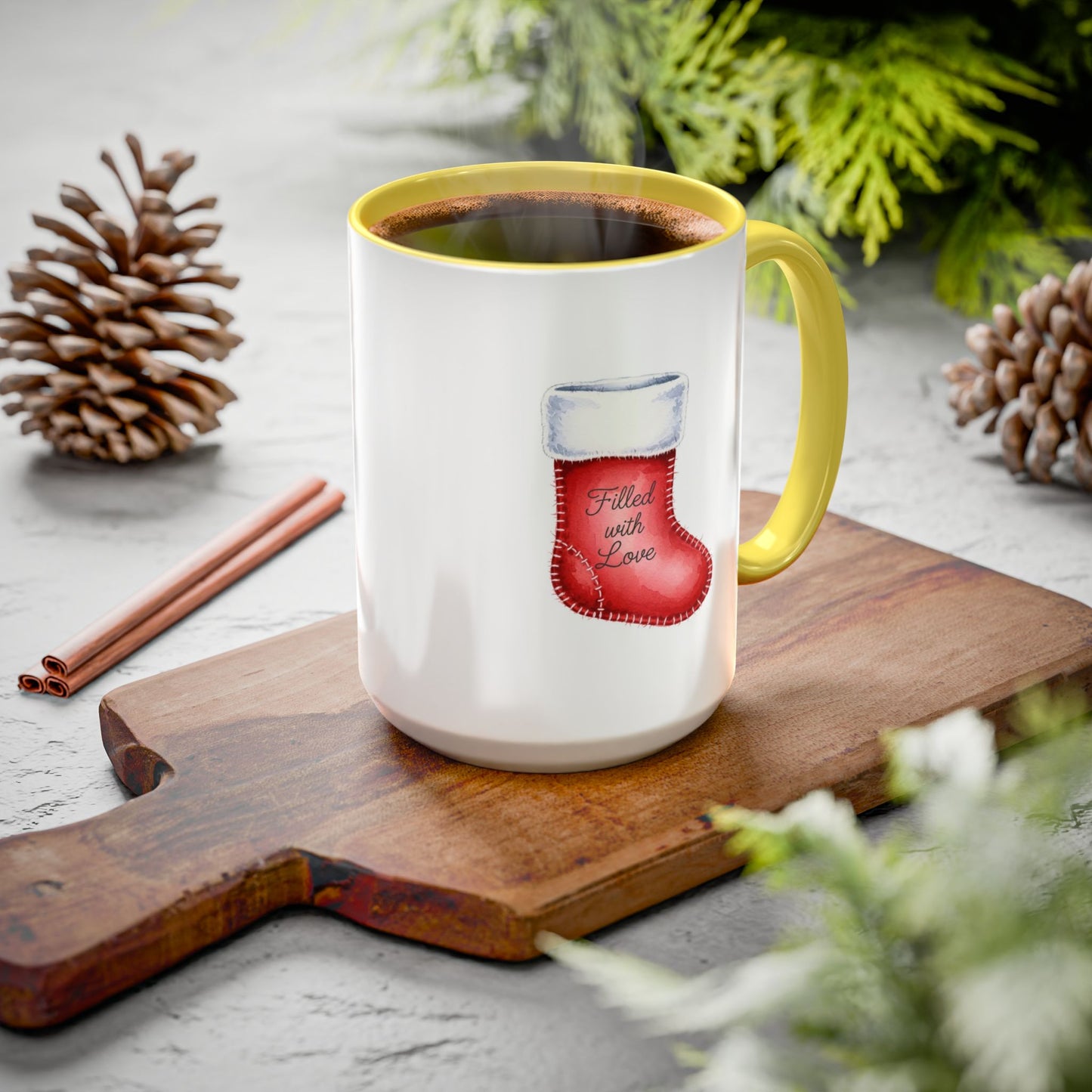 Holiday Mugs Christmas Gift Ideas Hot Cocoa & Coffee Cup Designs Filled with Love - Colorful 11oz & 15oz