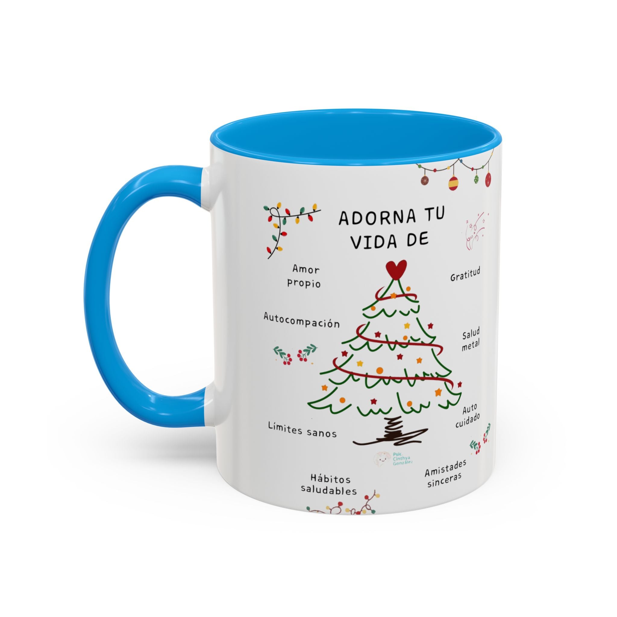 Mug — 'Adorna Tu Vida' Christmas Tree Spanish Holiday Coffee Mug (11oz/15oz)