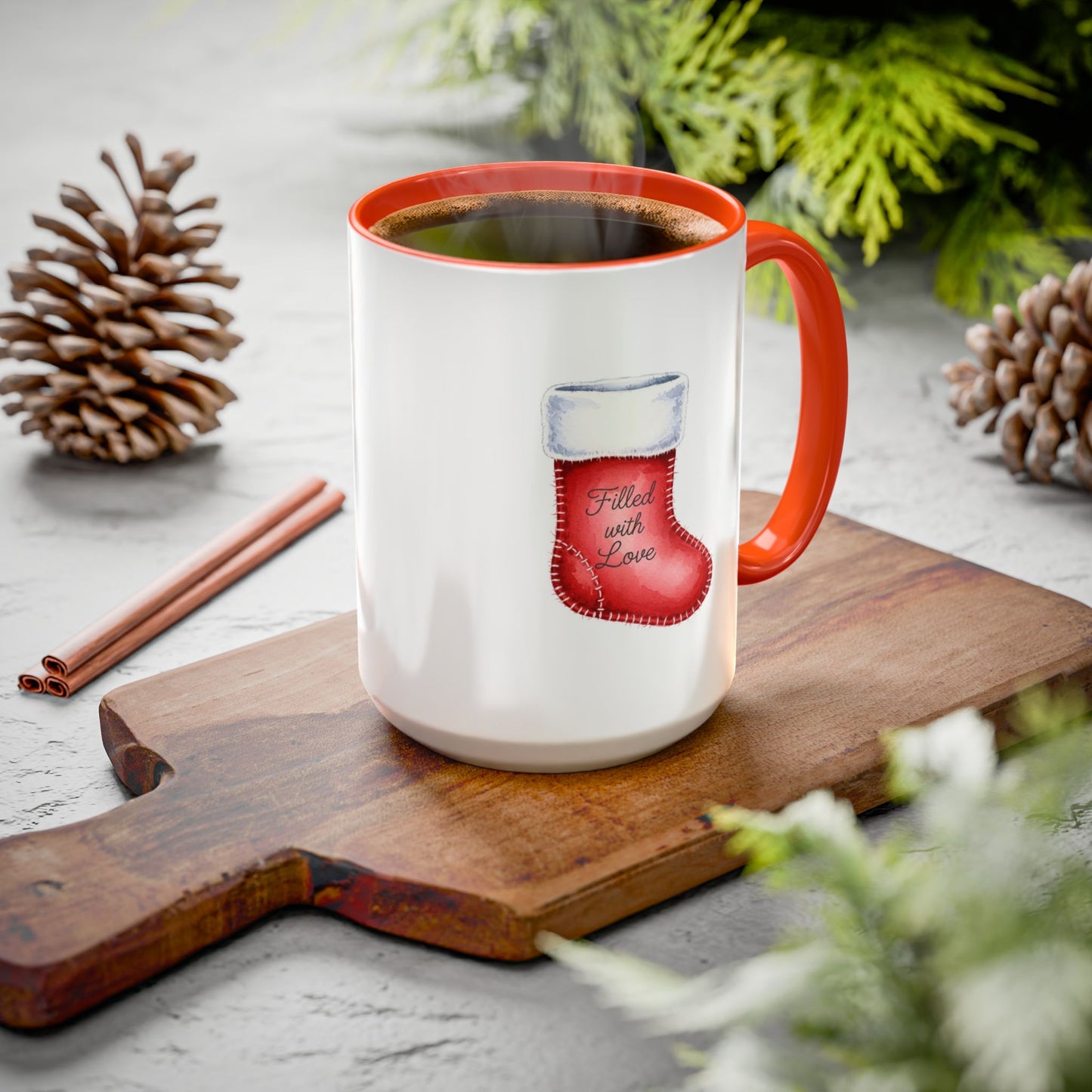Holiday Mugs Christmas Gift Ideas Hot Cocoa & Coffee Cup Designs Filled with Love - Colorful 11oz & 15oz